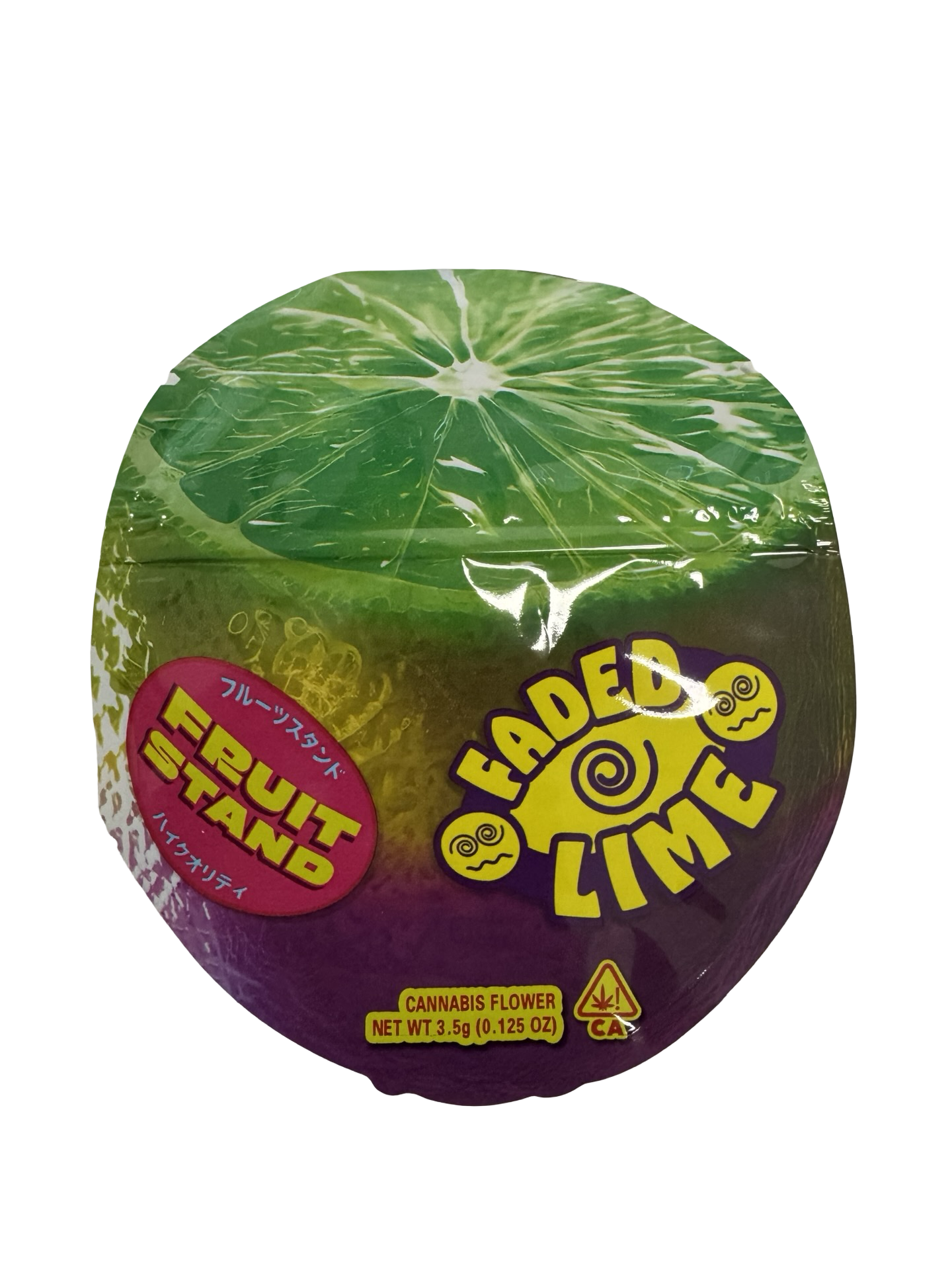 Faded Lime 3.5g Mylar Bags Fruit Stand front