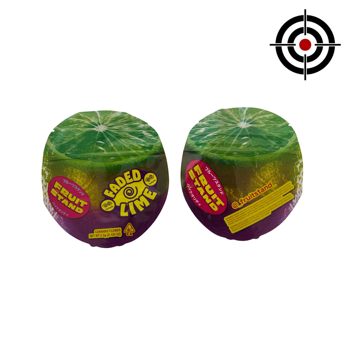 Faded Lime 3.5g Mylar Bags Fruit Stand front and back