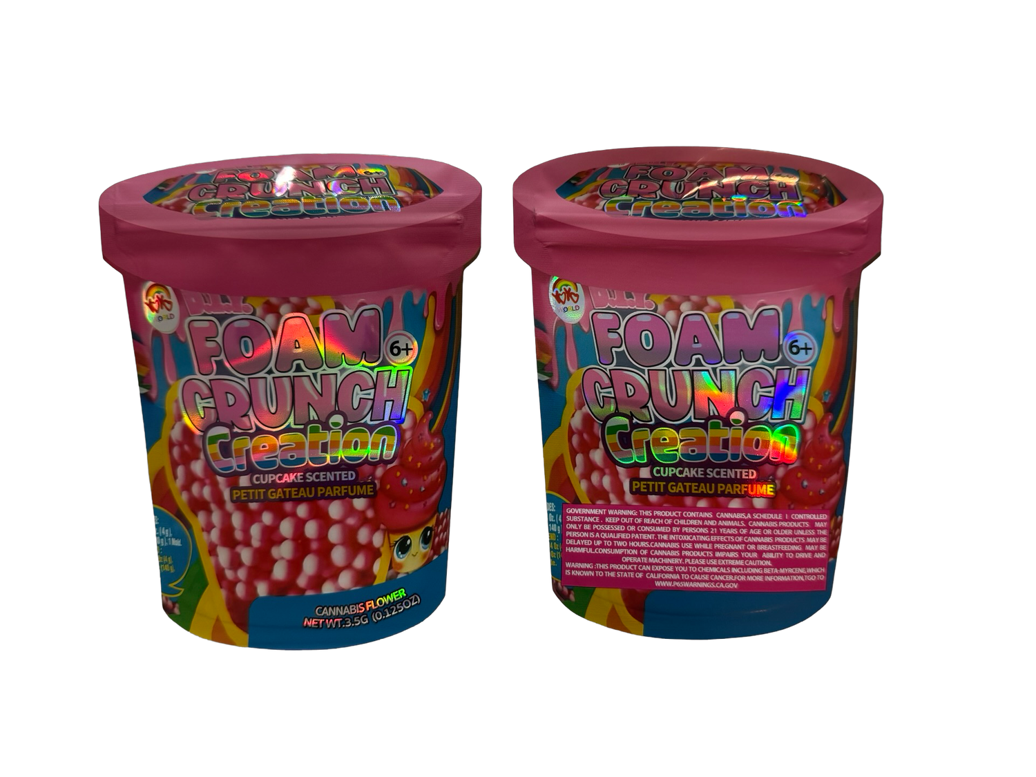 Foam Crunch Mylar Bags 3.5g (Only $0.21 Each) — 3.5g pre‑printed mylar bag — overview (front, back & gusset)