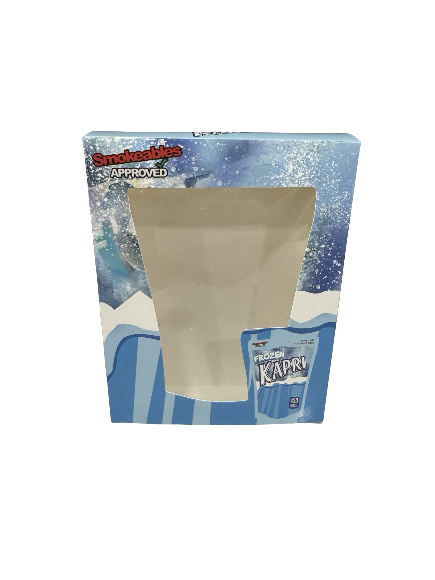 Frozen Kapri 3.5g Mylar Bags & Boxes High Tolerance front window