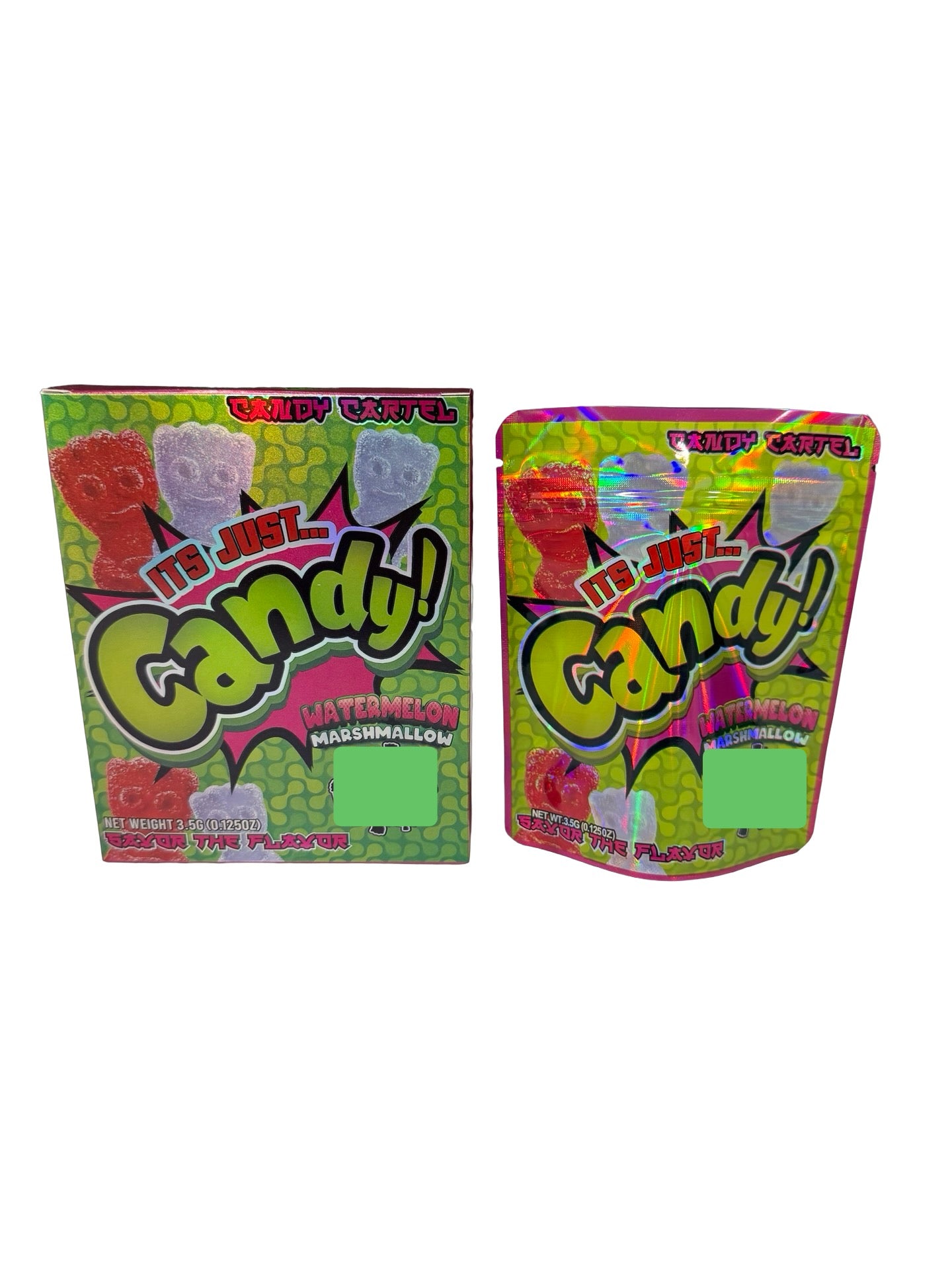 Watermelon Marshmallow Zour Patch 3.5g Mylar Bags & Boxes Candy Cartel - Fire Mylar  