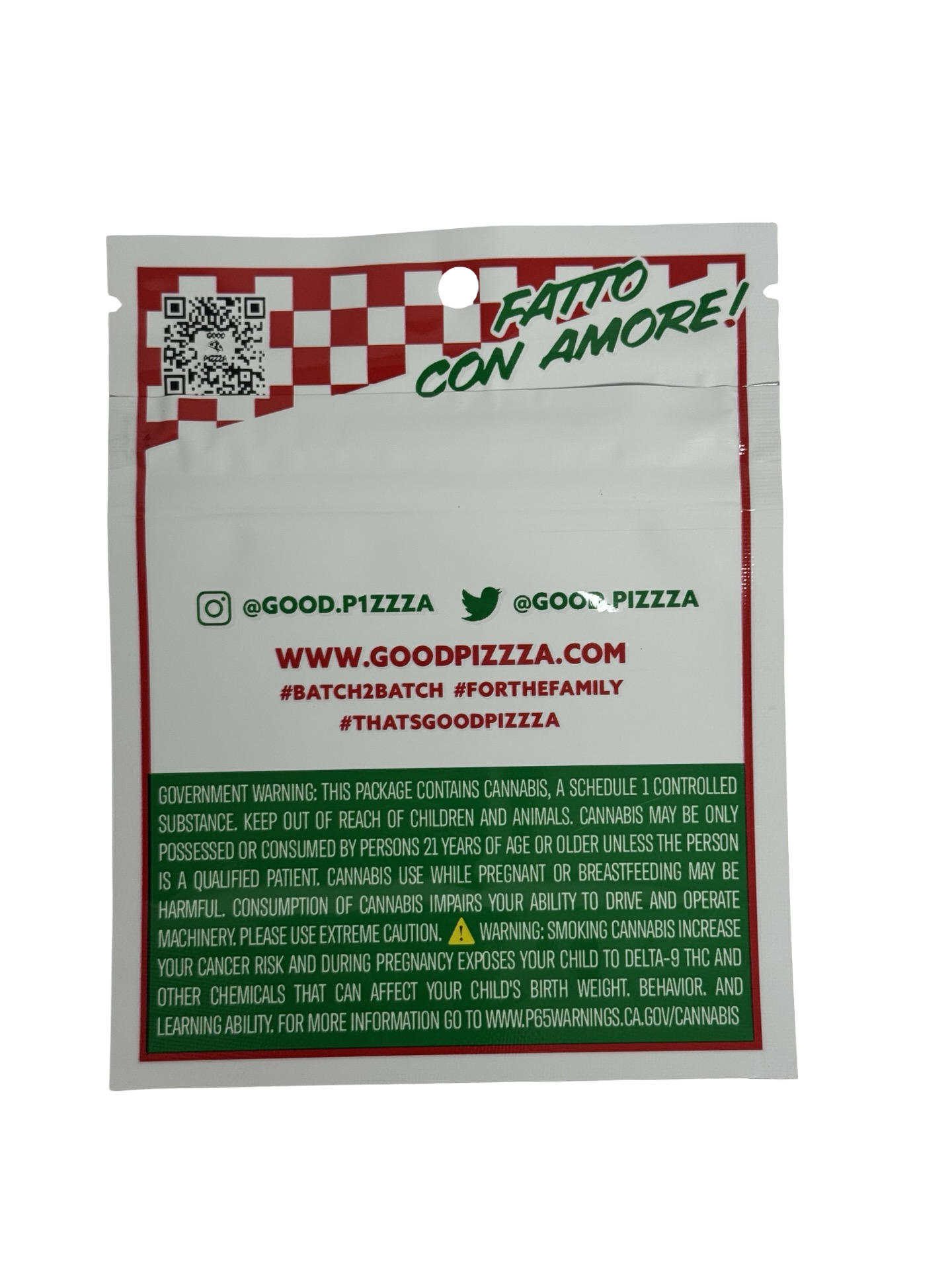 Good Pizzza Mylar Bags 3.5g Good Pizzza back