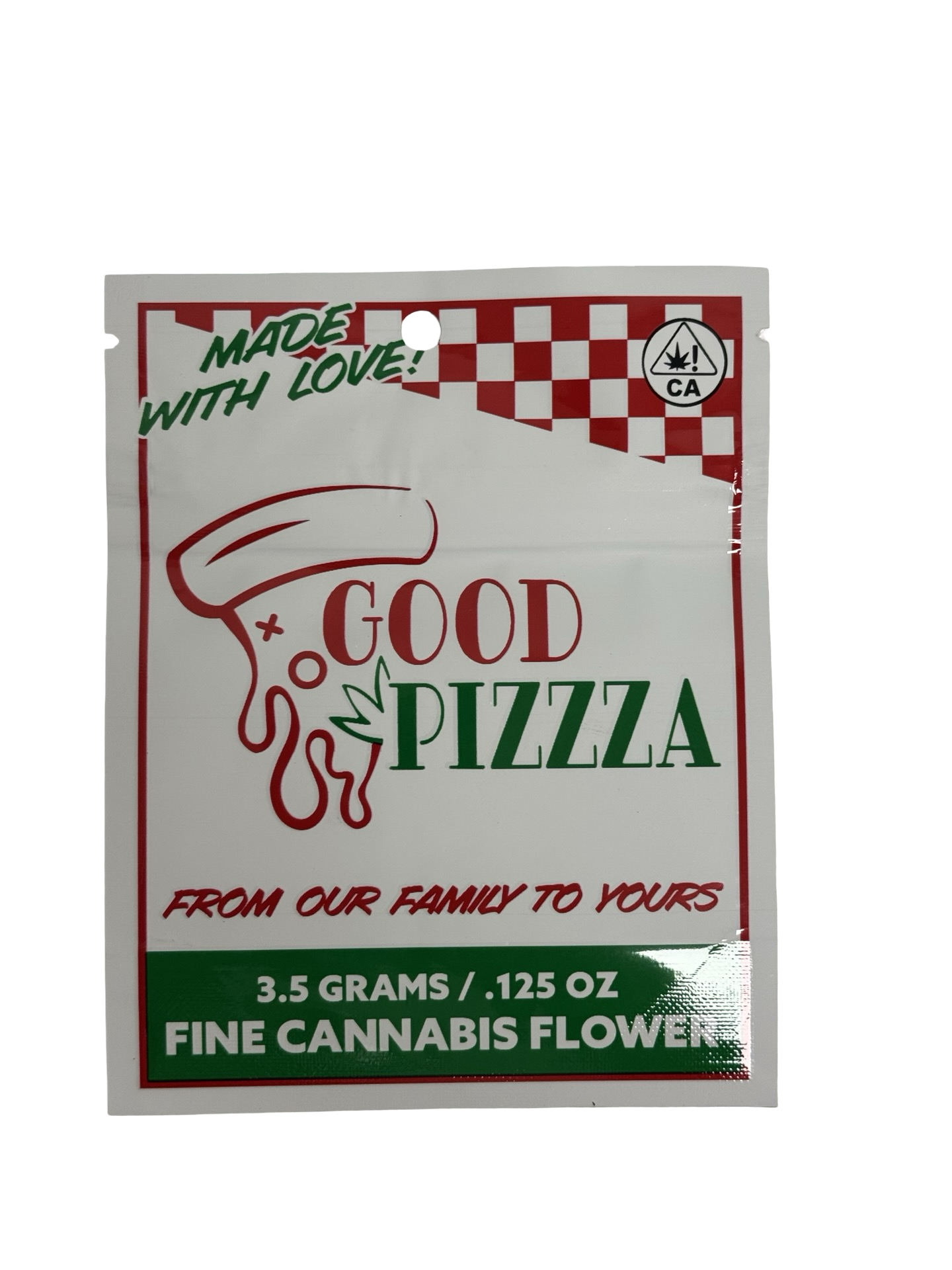 Good Pizzza Mylar Bags 3.5g Good Pizzza front