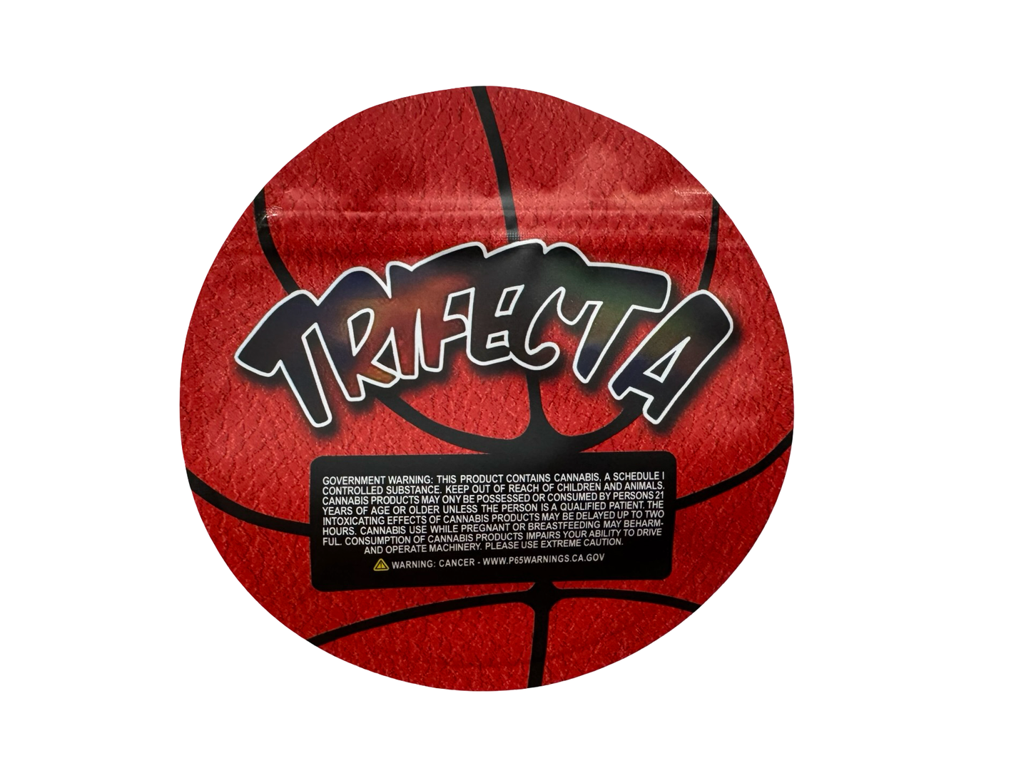Jokes Up Trifecta 3.5g mylar bag — back view — matte mylar bag with resealable zipper