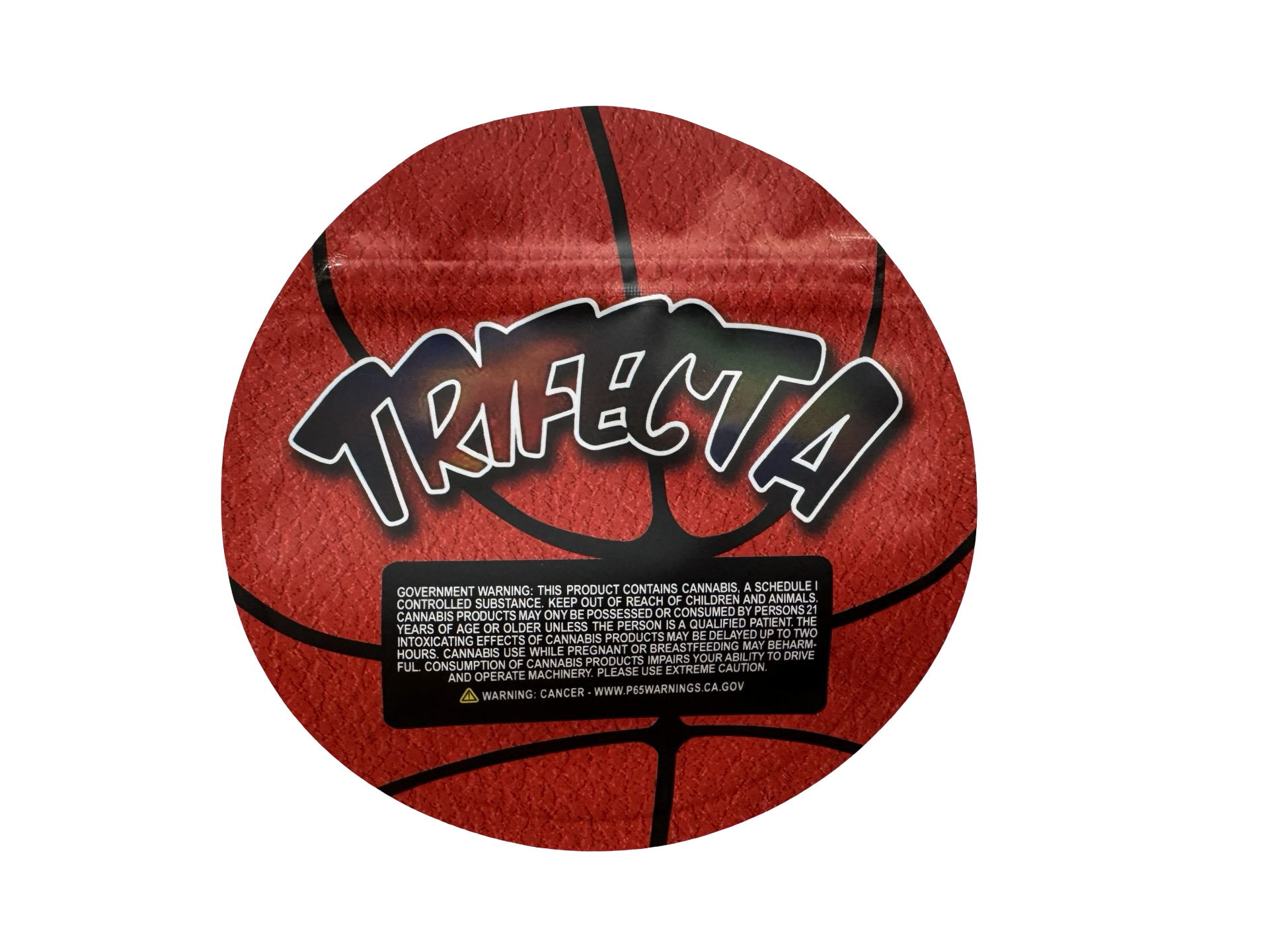 Jokes Up Trifecta 3.5g mylar bag — back view — matte mylar bag with resealable zipper