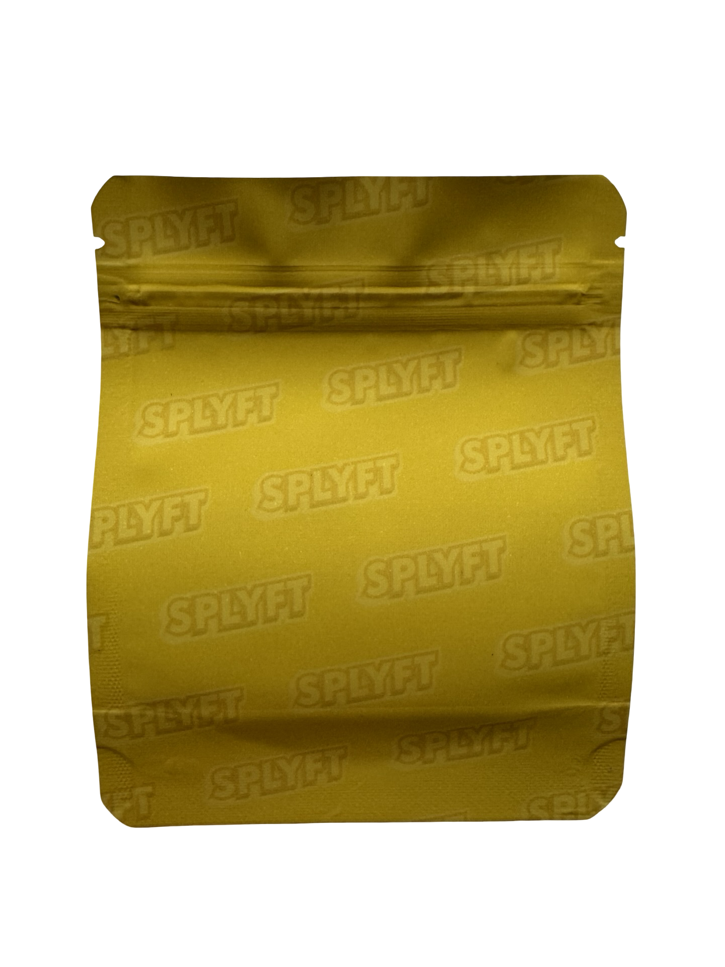 Splyft Cheese 3.5g mylar bag — back view — matte mylar bag with resealable zipper