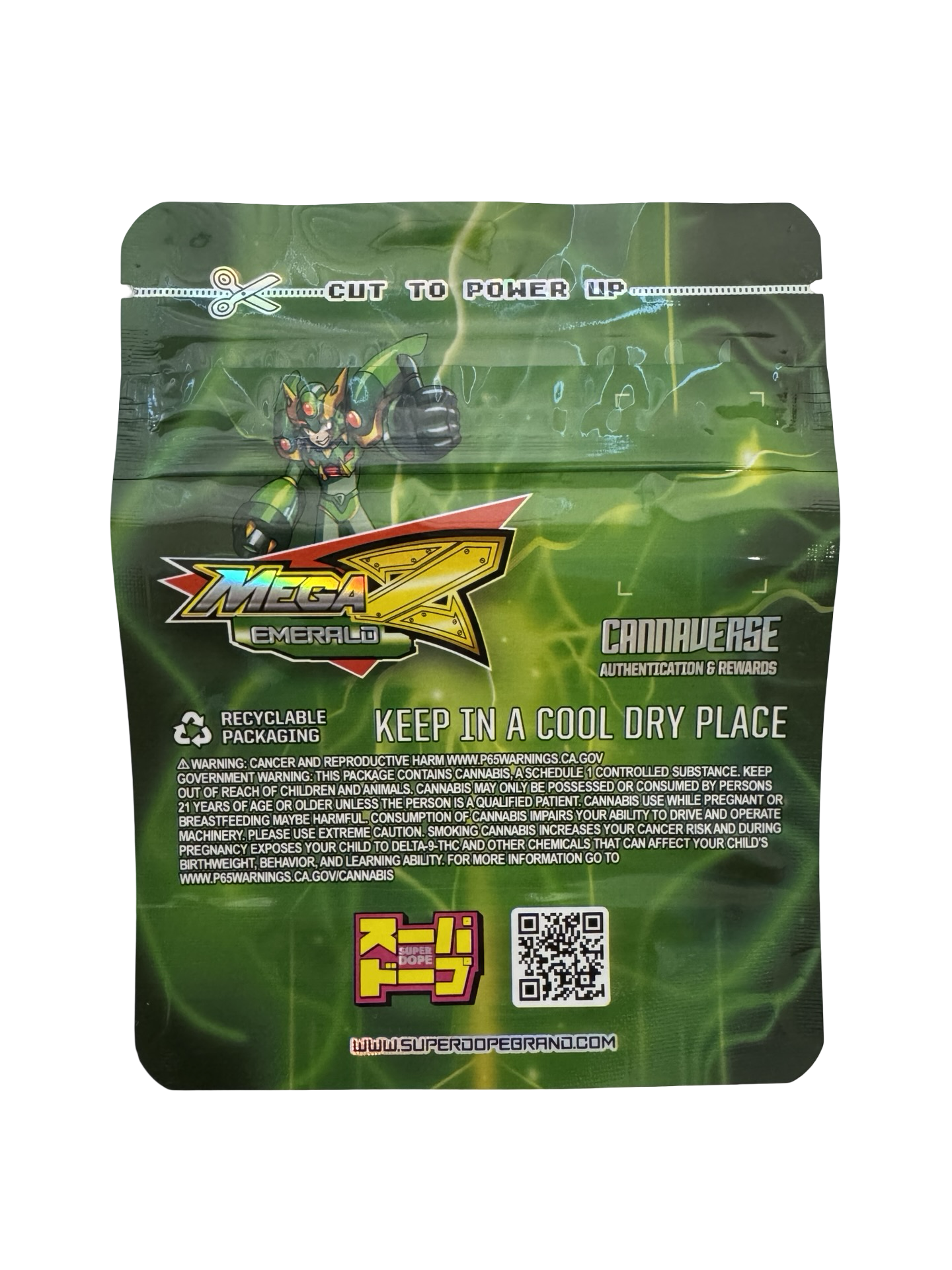 Mega Z Emerald Edition 2 Mylar Bags 3.5g Super Dope - Fire Mylar  