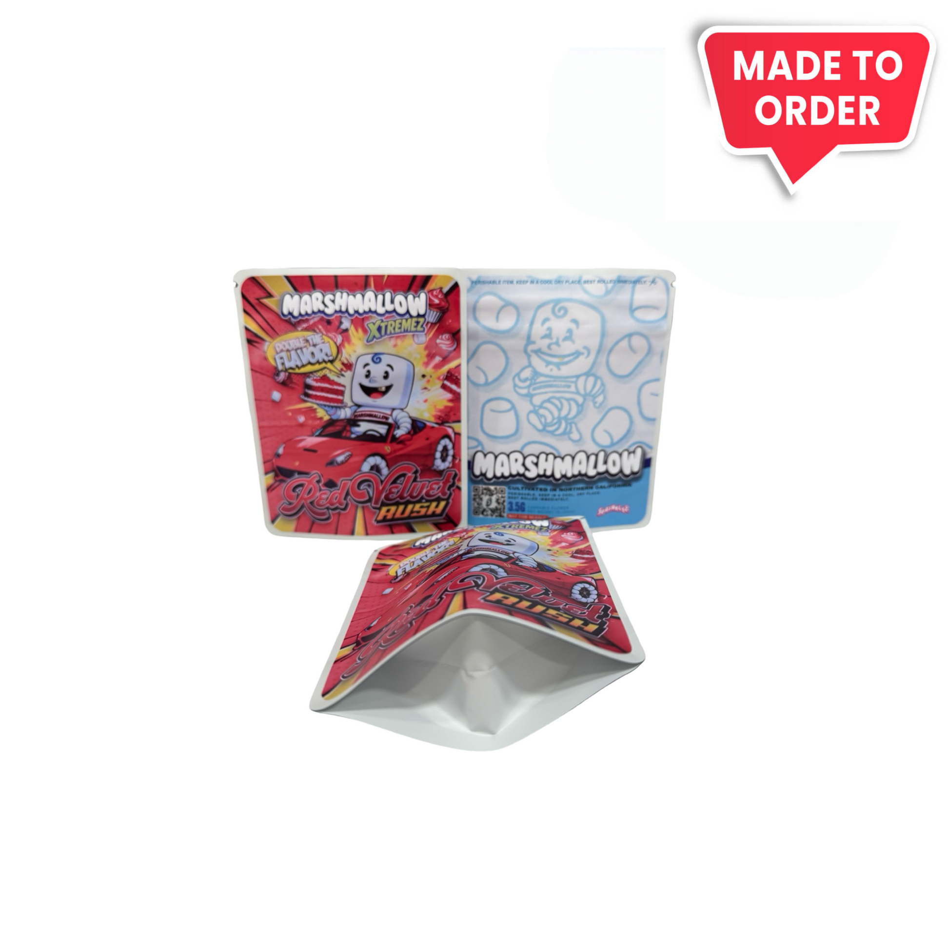 Red Velvet Rush Xtremez Marshmallow 3.5g Mylar Bags Sprinklez - Fire Mylar  
