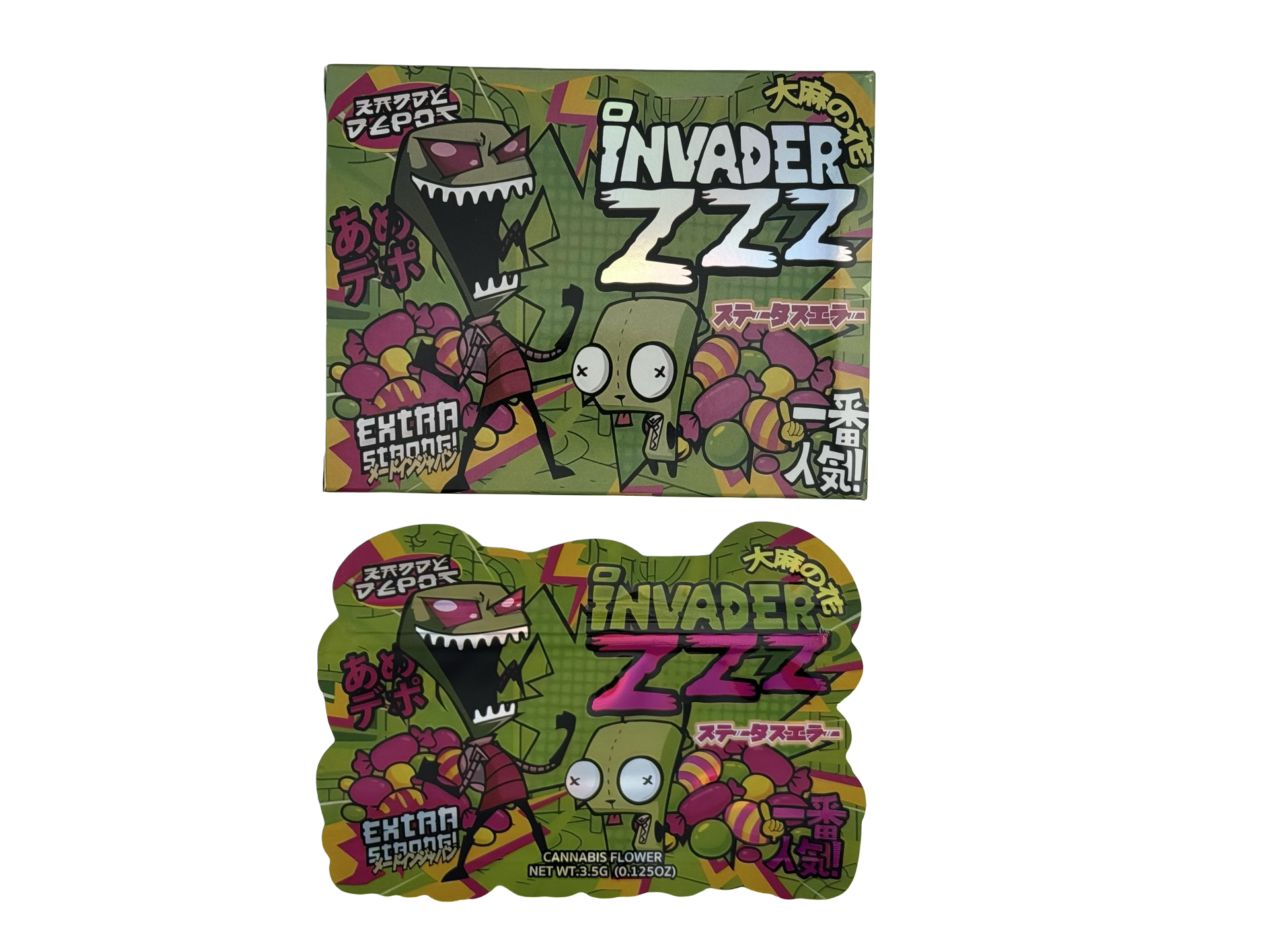 Invaderzzz 3.5g Mylar Bags & Boxes Kandy Depo - Fire Mylar  