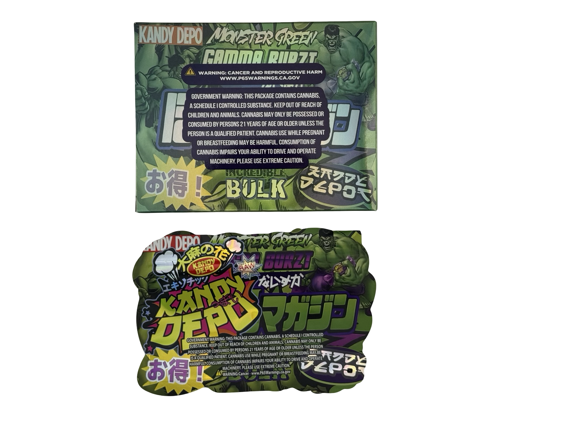 Monster Green Gamma Burzt 3.5g Mylar Bags & Boxes Kandy Depo - Fire Mylar  