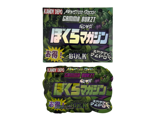 Monster Green Gamma Burzt 3.5g Mylar Bags & Boxes Kandy Depo - Fire Mylar  