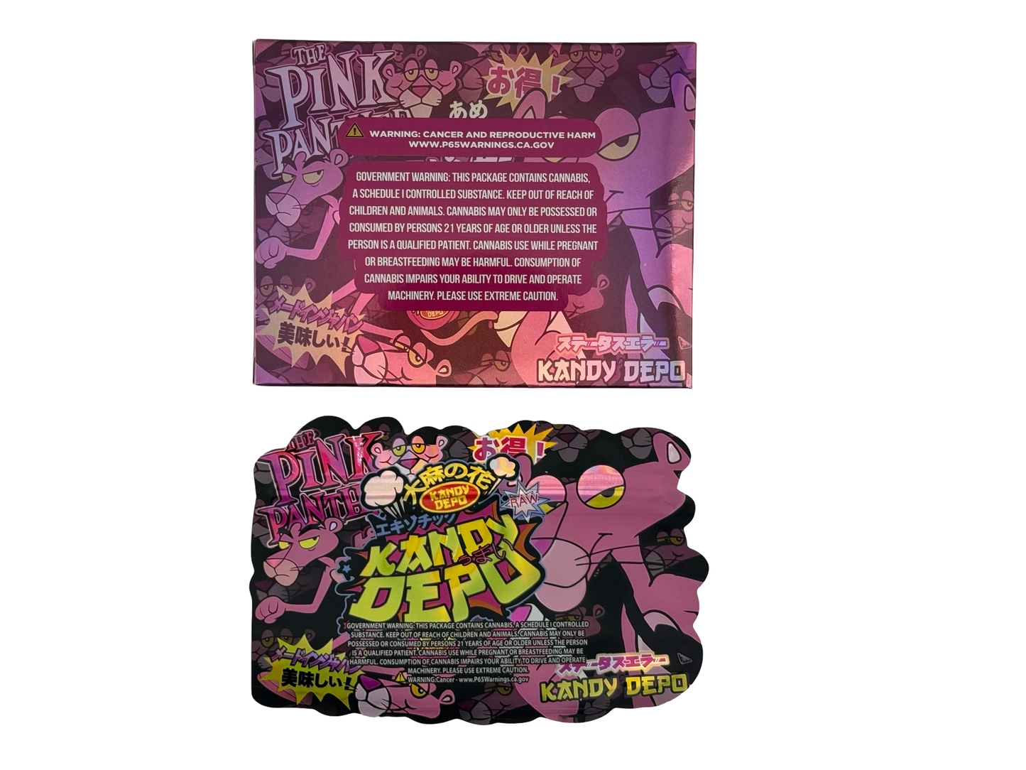 The Pink Panther 3.5g Mylar Bags & Boxes Kandy Depo - Fire Mylar  