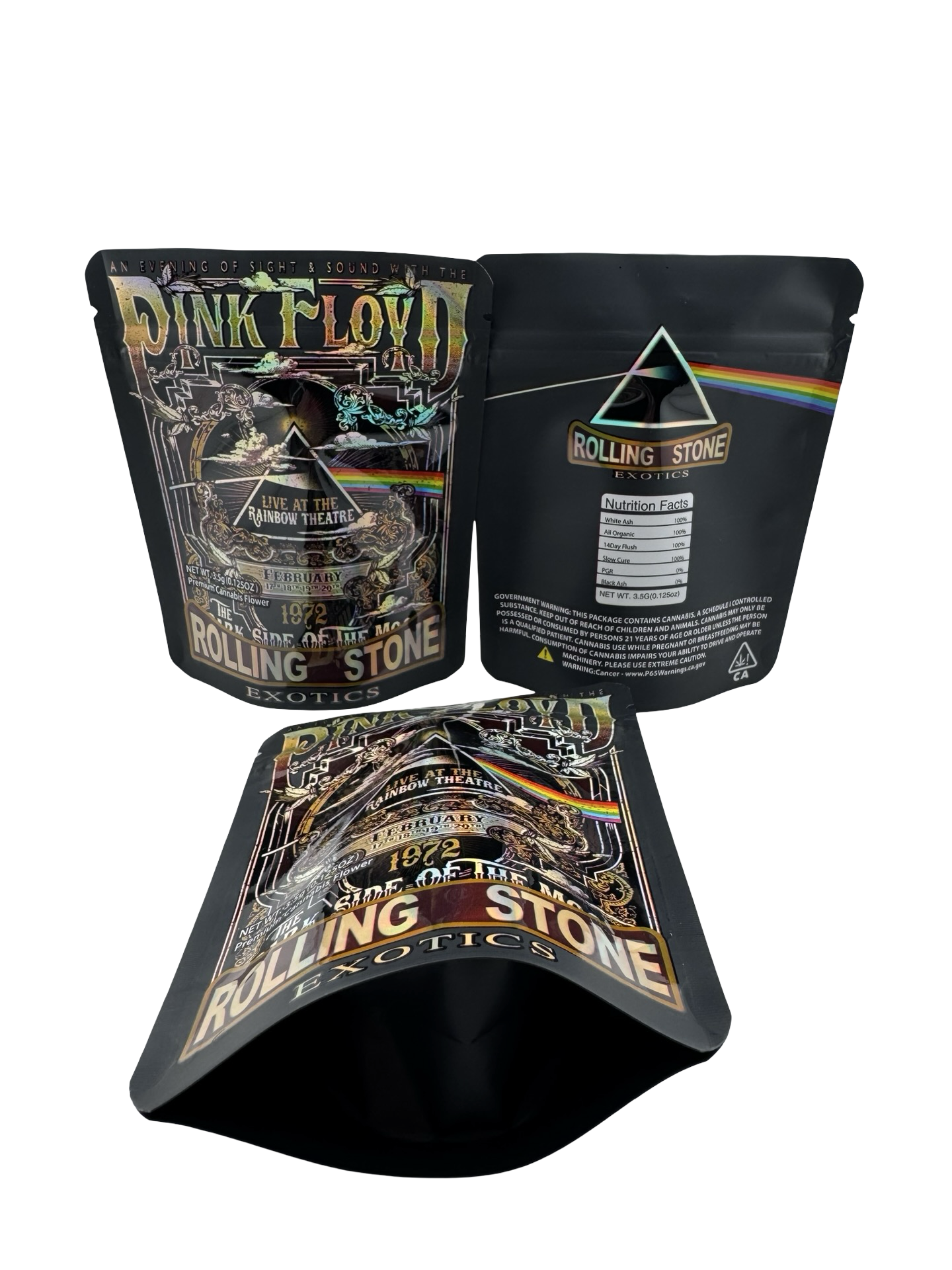 Pink Floyd 3.5g Mylar Bags Rolling Stone Exotics ($0.09 per bag) - Fire Mylar  