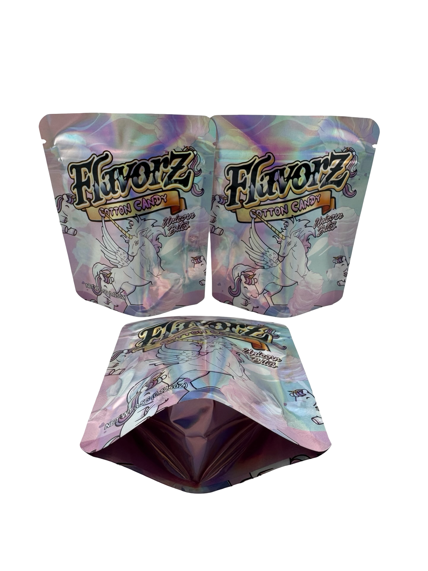 Cotton Candy Unicorn Bites 3.5g Mylar Bags Flavorz ($0.09 per bag) - Fire Mylar  