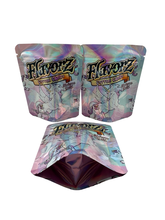 Cotton Candy Unicorn Bites 3.5g Mylar Bags Flavorz ($0.09 per bag) - Fire Mylar  