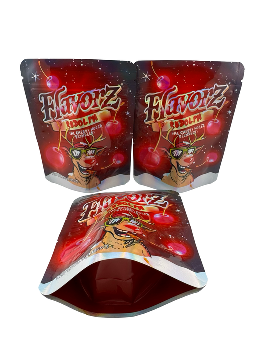 Rudolph The Cherry Nosed Reindeer 3.5g Mylar Bags Flavorz ($0.09 per bag) - Fire Mylar  