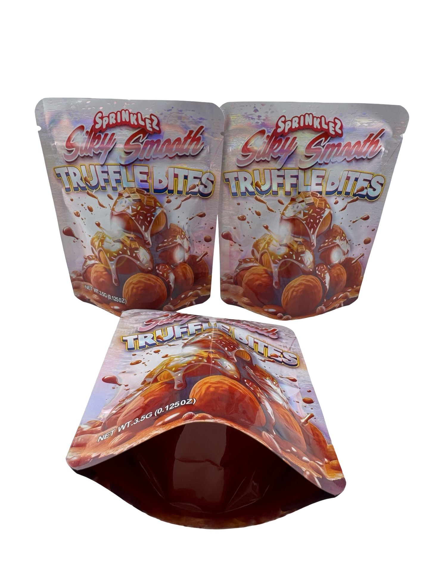 Silky Smooth Truffle Bites 3.5g Mylar Bags Sprinklez ($0.09 per bag) - Fire Mylar  