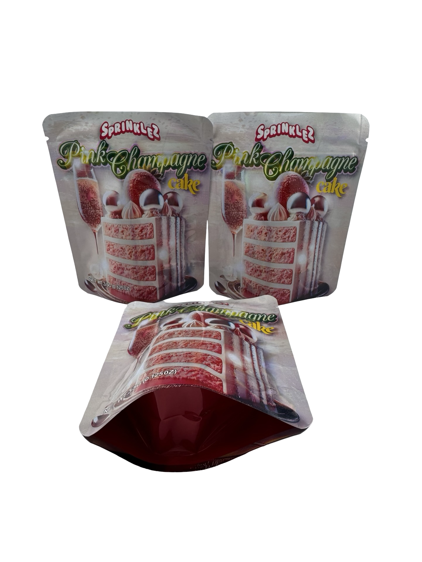 Pink Champagne Cake 3.5g Mylar Bags Sprinklez ($0.09 per bag) - Fire Mylar  