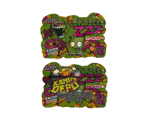 Invaderzzz Mylar Bags 3.5g Kandy Depo (Only $0.21 Each) - Fire Mylar  
