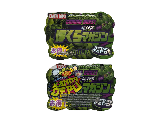 Monster Green Gamma Burzt Mylar Bags 3.5g Kandy Depo (Only $0.21 Each) - Fire Mylar  