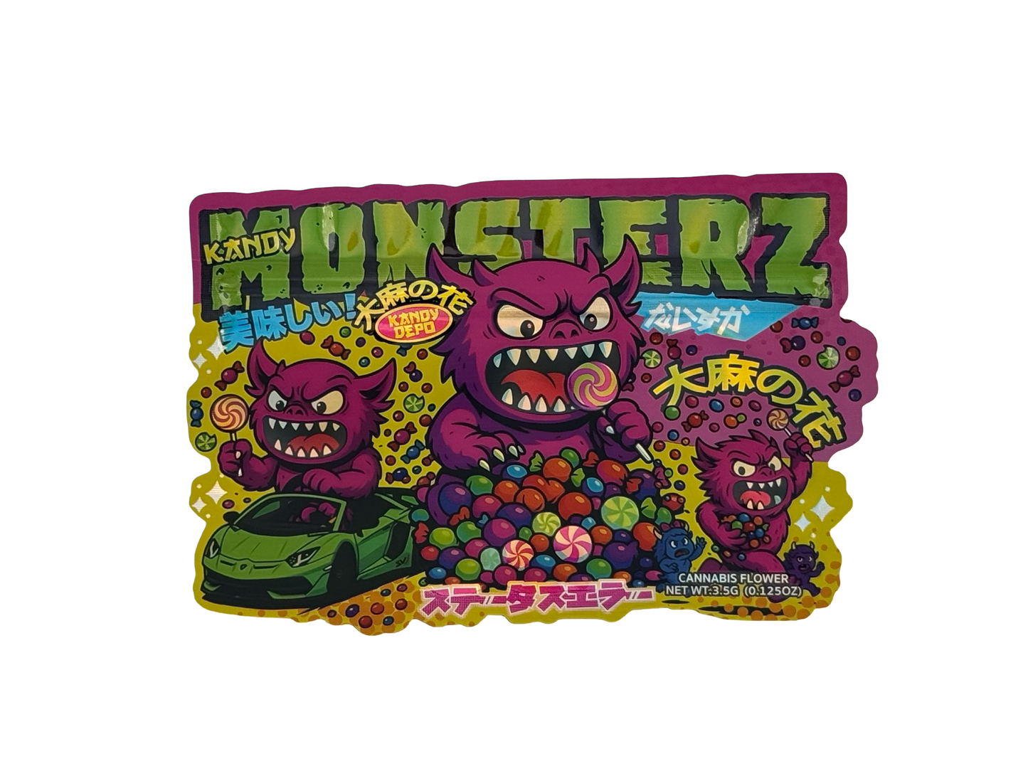 Kandy Monsterz Mylar Bags 3.5g Kandy Depo (Only $0.21 Each) - Fire Mylar  