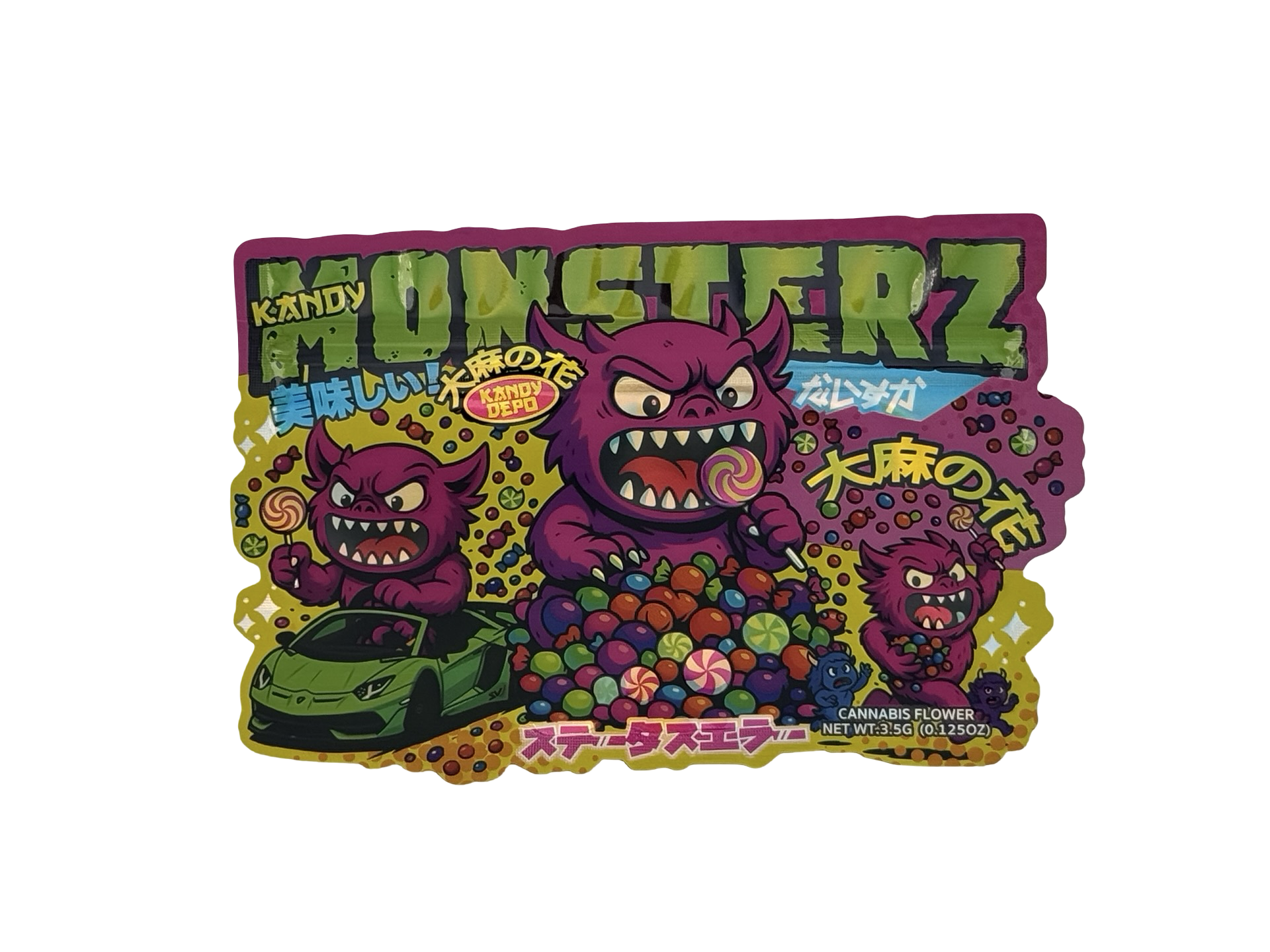 Kandy Monsterz Mylar Bags 3.5g Kandy Depo (Only $0.21 Each) - Fire Mylar  