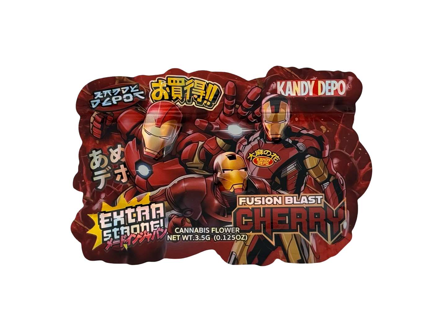 Fusion Blast Cherry Mylar Bags 3.5g Kandy Depo (Only $0.21 Each) - Fire Mylar  