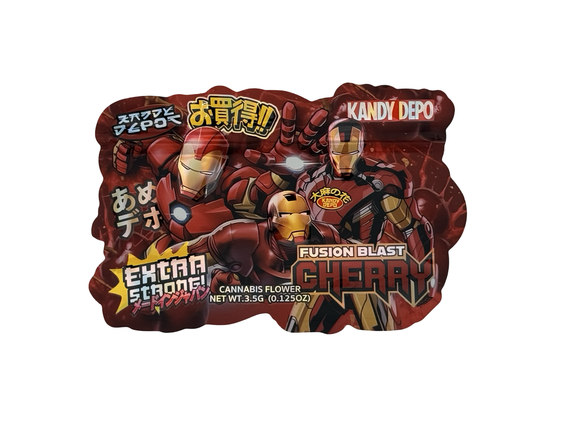 Fusion Blast Cherry Mylar Bags 3.5g Kandy Depo (Only $0.21 Each) - Fire Mylar  
