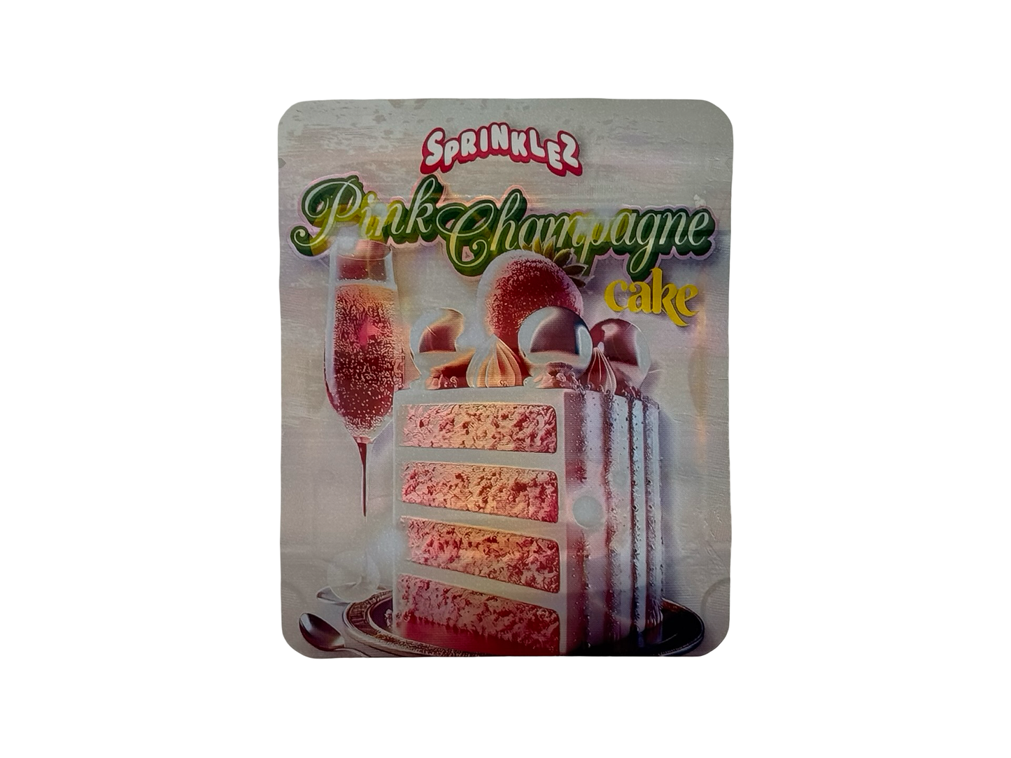 Pink Champagne Cake 3.5g Mylar Bags Sprinklez ($0.09 per bag) - Fire Mylar  