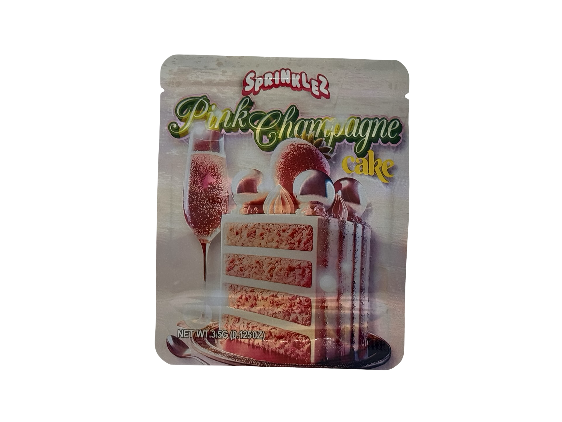 Pink Champagne Cake 3.5g Mylar Bags Sprinklez ($0.09 per bag) - Fire Mylar  