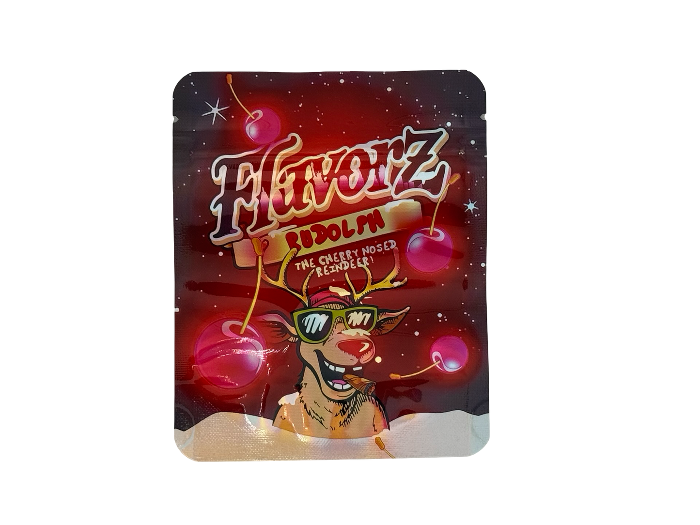Rudolph The Cherry Nosed Reindeer 3.5g Mylar Bags Flavorz ($0.09 per bag) - Fire Mylar  