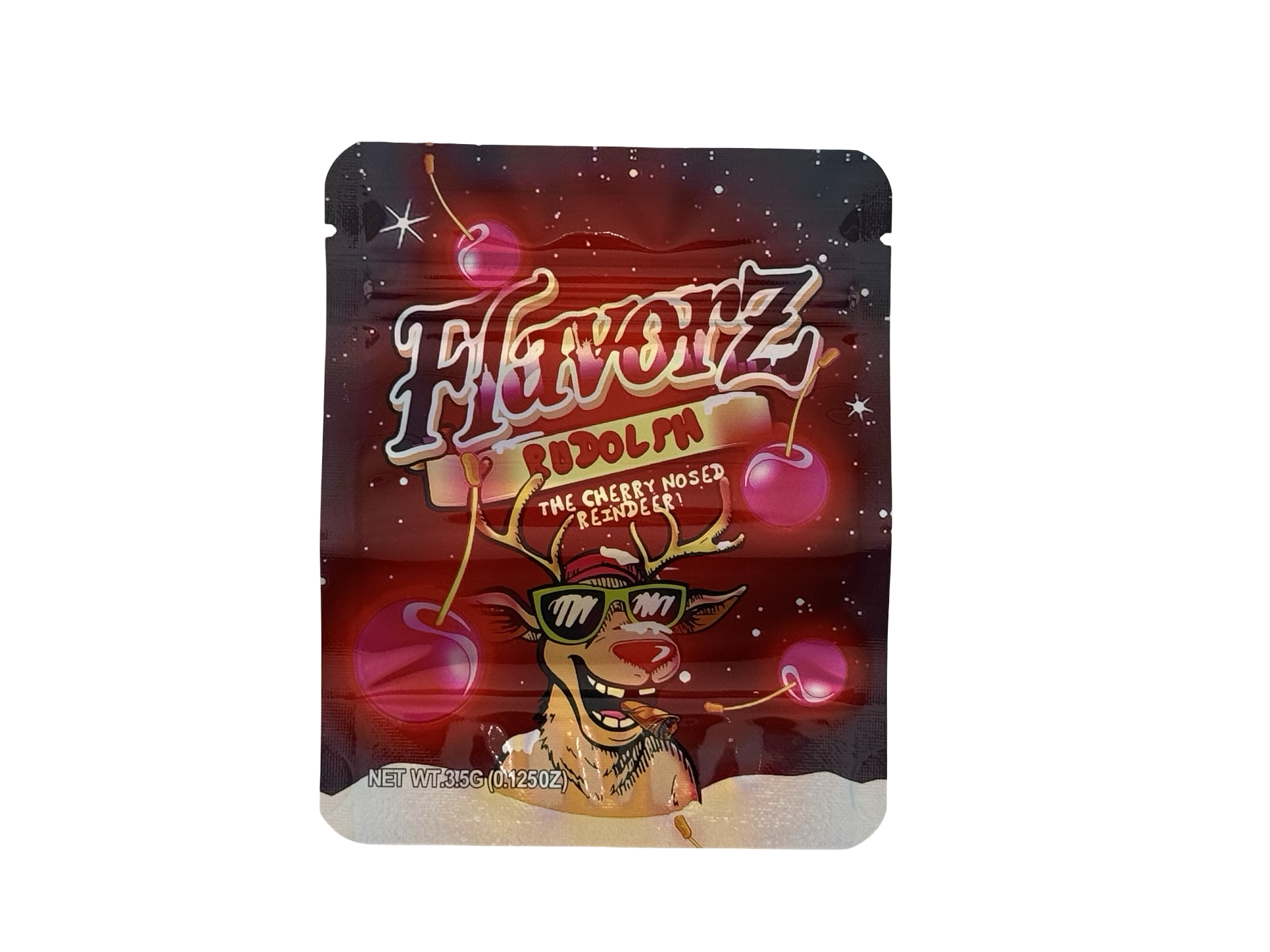 Rudolph The Cherry Nosed Reindeer 3.5g Mylar Bags Flavorz ($0.09 per bag) - Fire Mylar  
