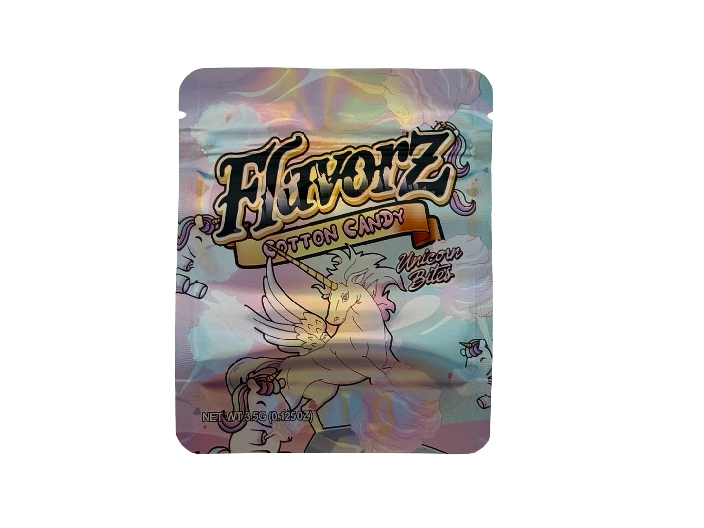 Cotton Candy Unicorn Bites 3.5g Mylar Bags Flavorz ($0.09 per bag) - Fire Mylar  