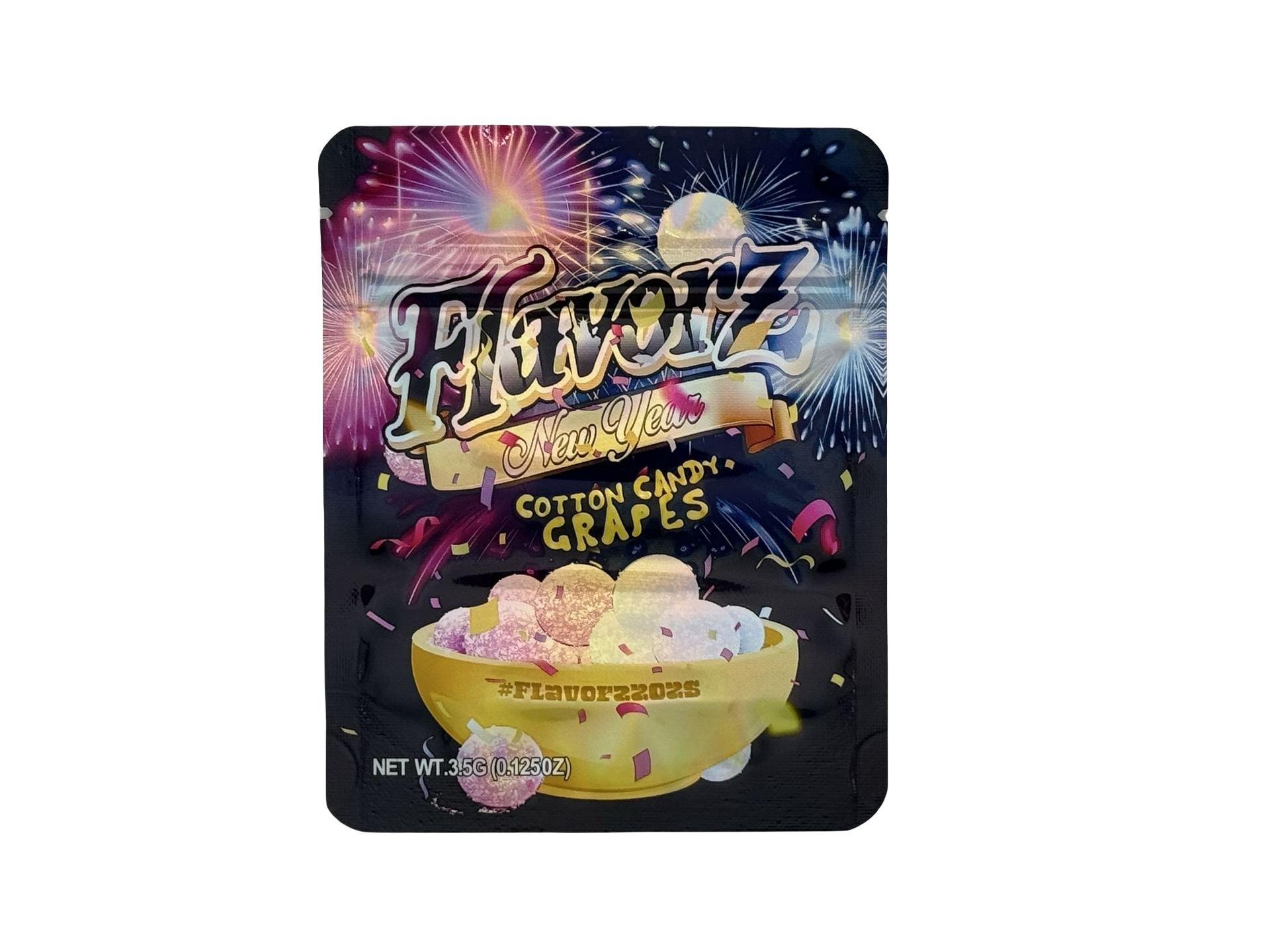New Year Cotton Candy Grapes 3.5g Mylar Bags Flavorz ($0.09 per bag) - Fire Mylar  