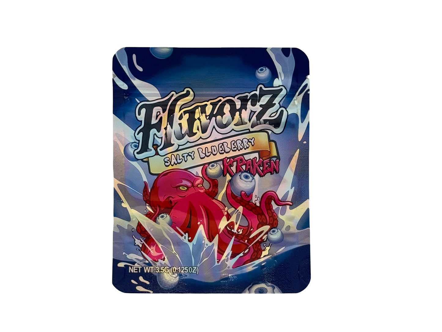 Salty Blueberry Kraken 3.5g Mylar Bags Flavorz ($0.09 per bag) - Fire Mylar  