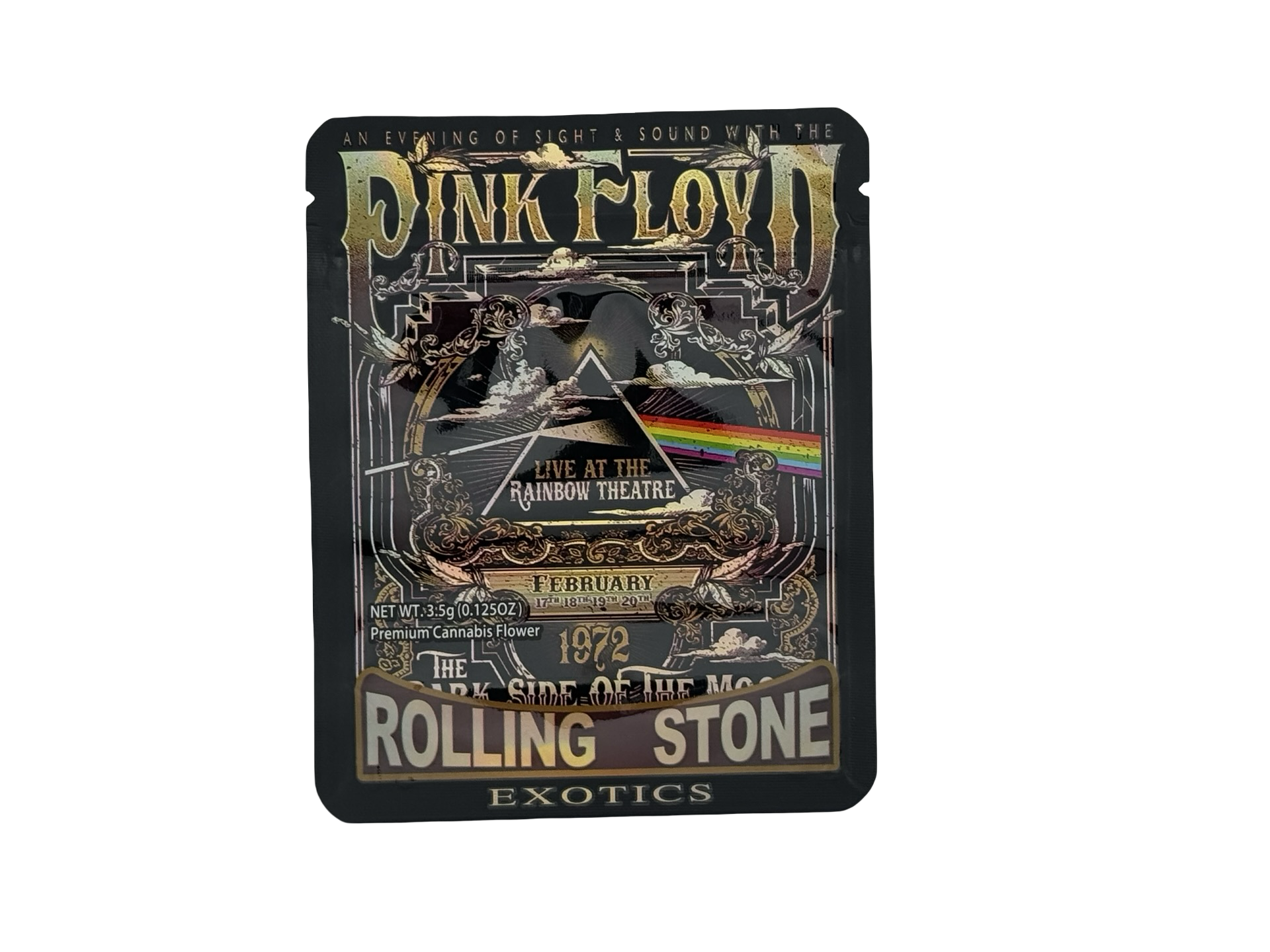 Pink Floyd 3.5g Mylar Bags Rolling Stone Exotics ($0.09 per bag) - Fire Mylar  