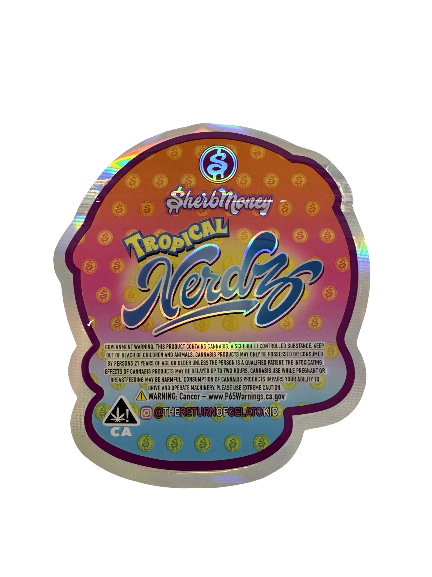 Tropical Nerdz Mylar Bags 3.5g SherbMoney - Fire Mylar  