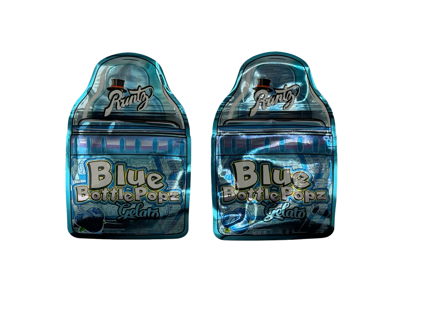 Blue Bottle Popz Mylar Bags 3.5g Runtz - Fire Mylar  