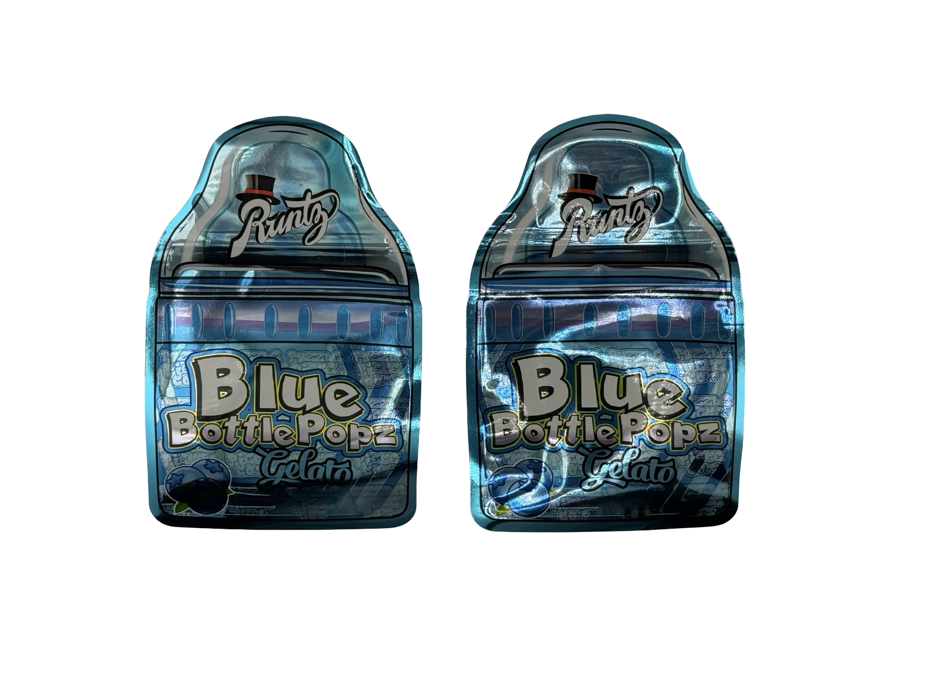 Blue Bottle Popz Mylar Bags 3.5g Runtz - Fire Mylar  