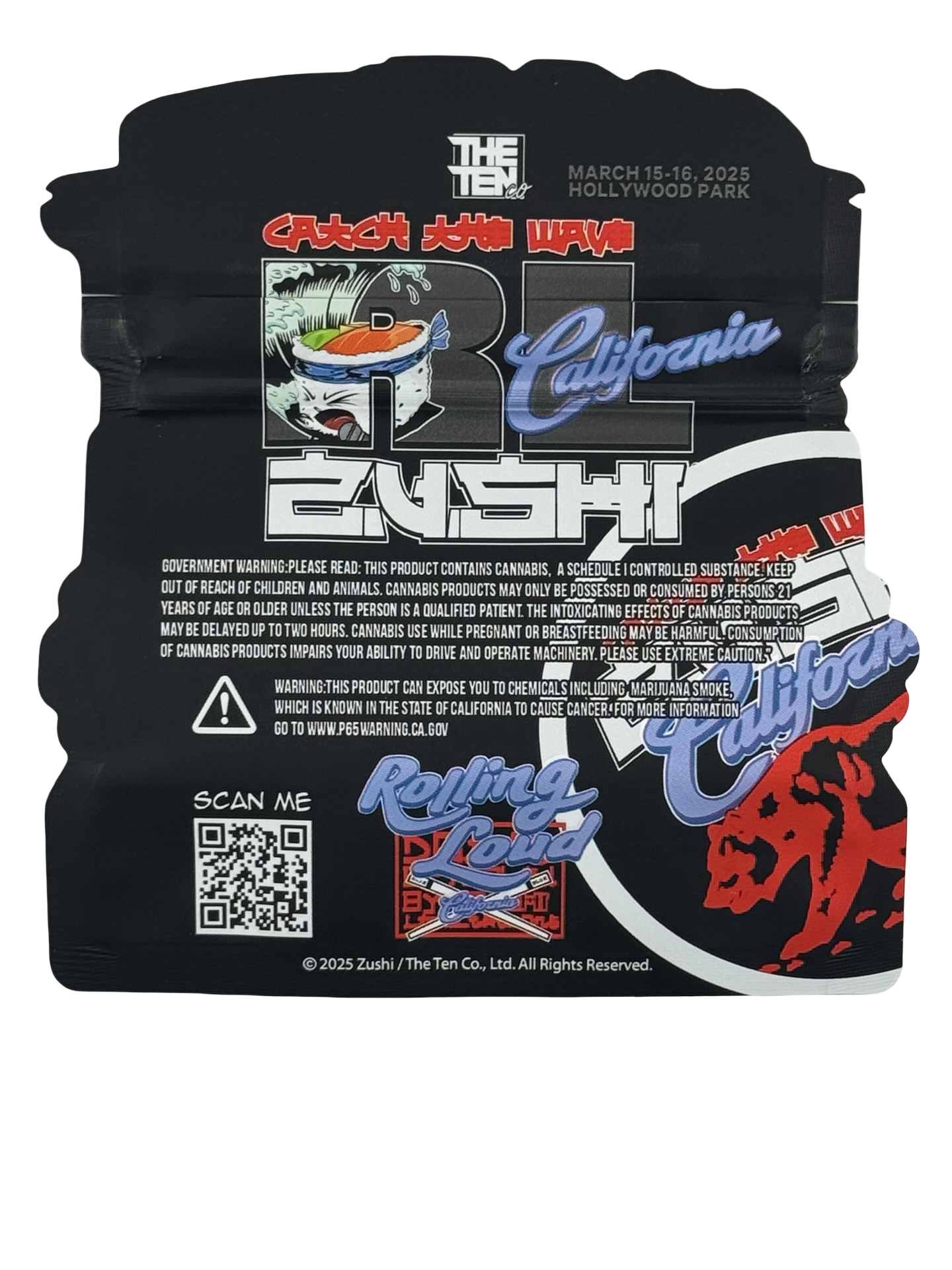 Rolling Loud Zushi Mylar Bags 3.5g The Ten Co - Fire Mylar  