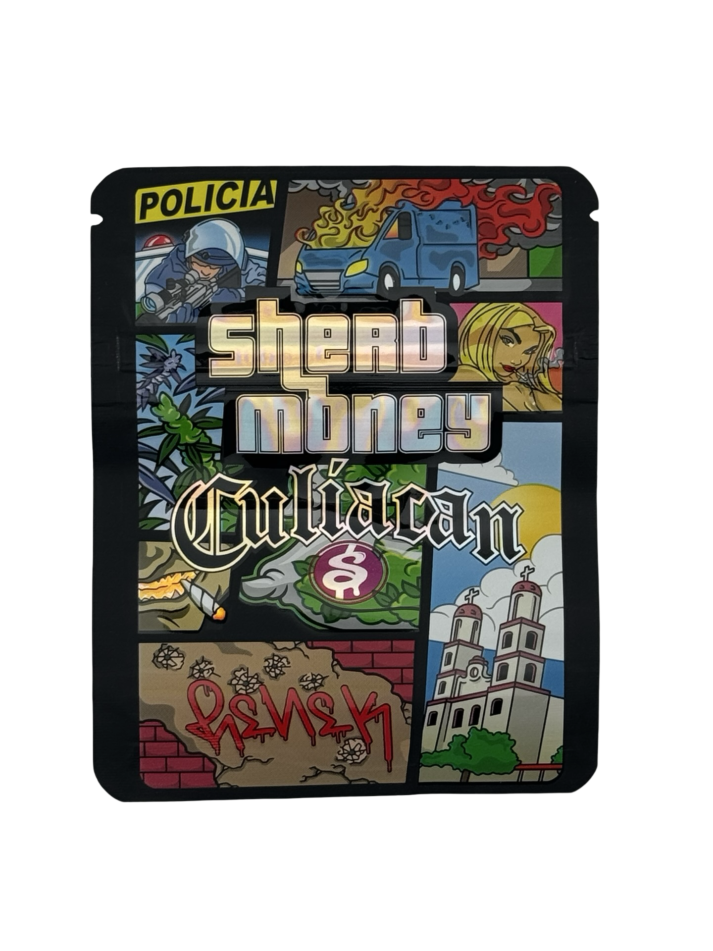 Culiacan Mylar Bags 3.5g SherbMoney - Fire Mylar  