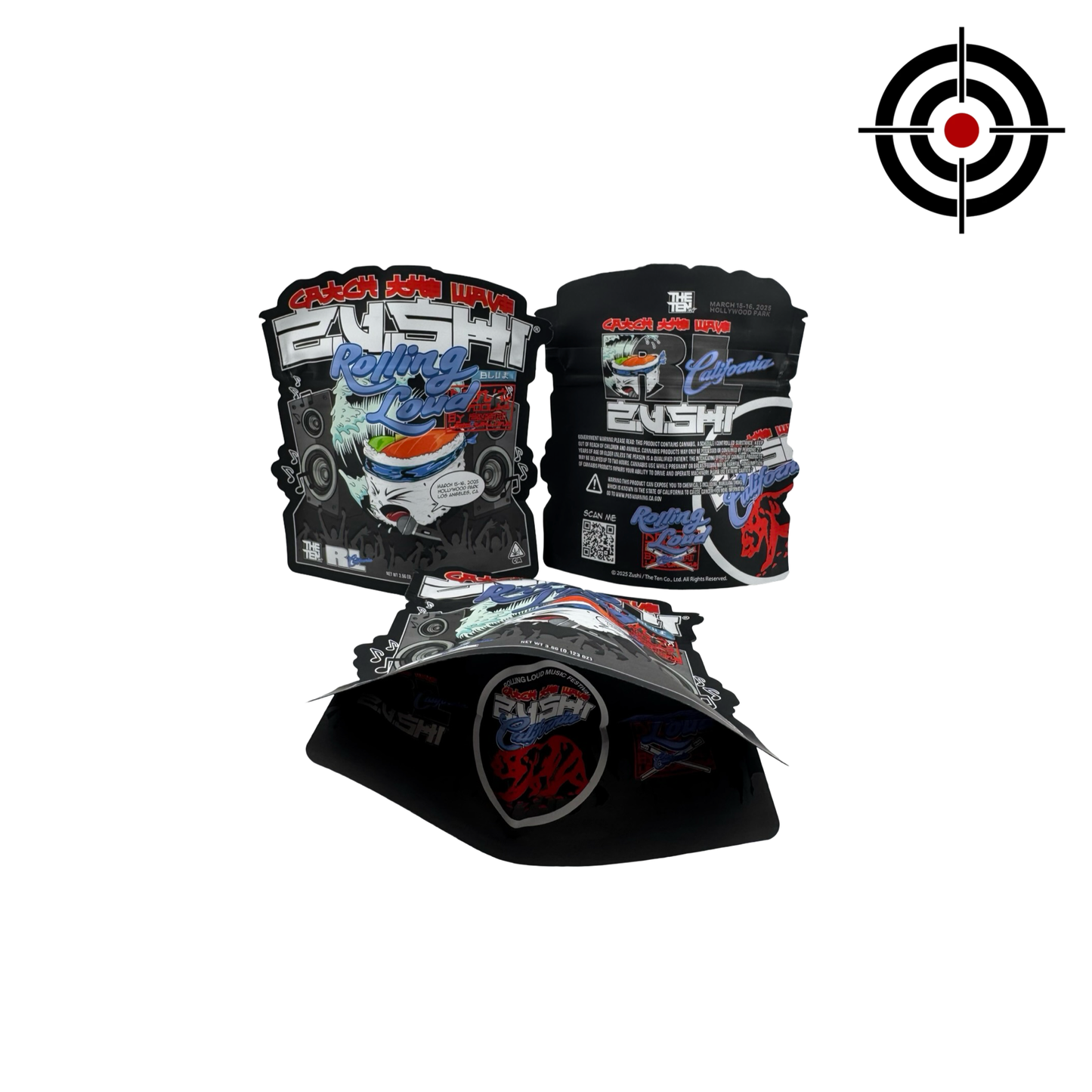 Rolling Loud Zushi Mylar Bags 3.5g The Ten Co - Fire Mylar  