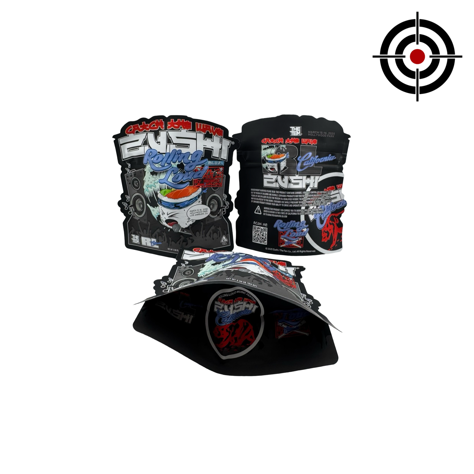 Rolling Loud Zushi Mylar Bags 3.5g The Ten Co - Fire Mylar  