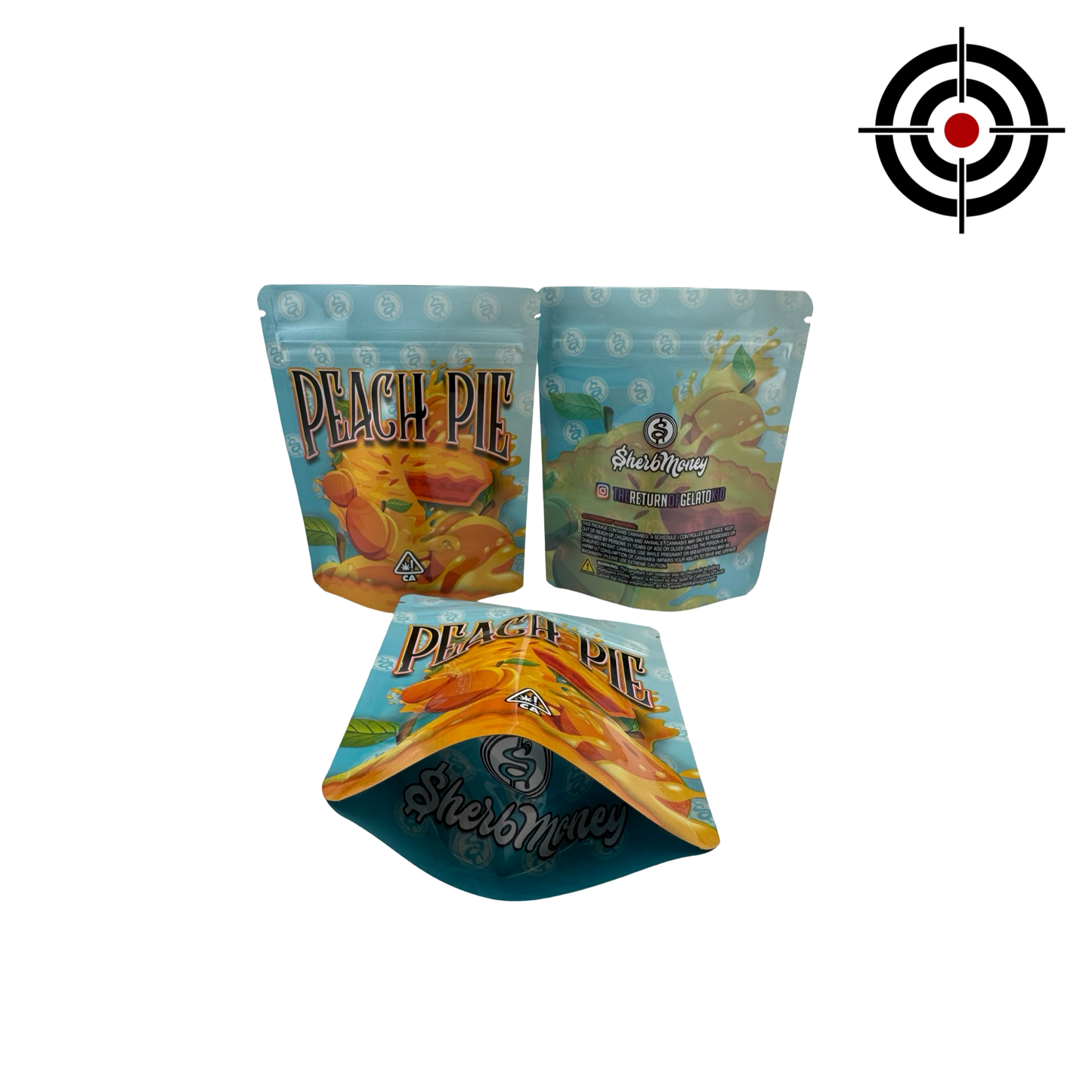 Peach Pie Mylar Bags 3.5g SherbMoney - Fire Mylar  