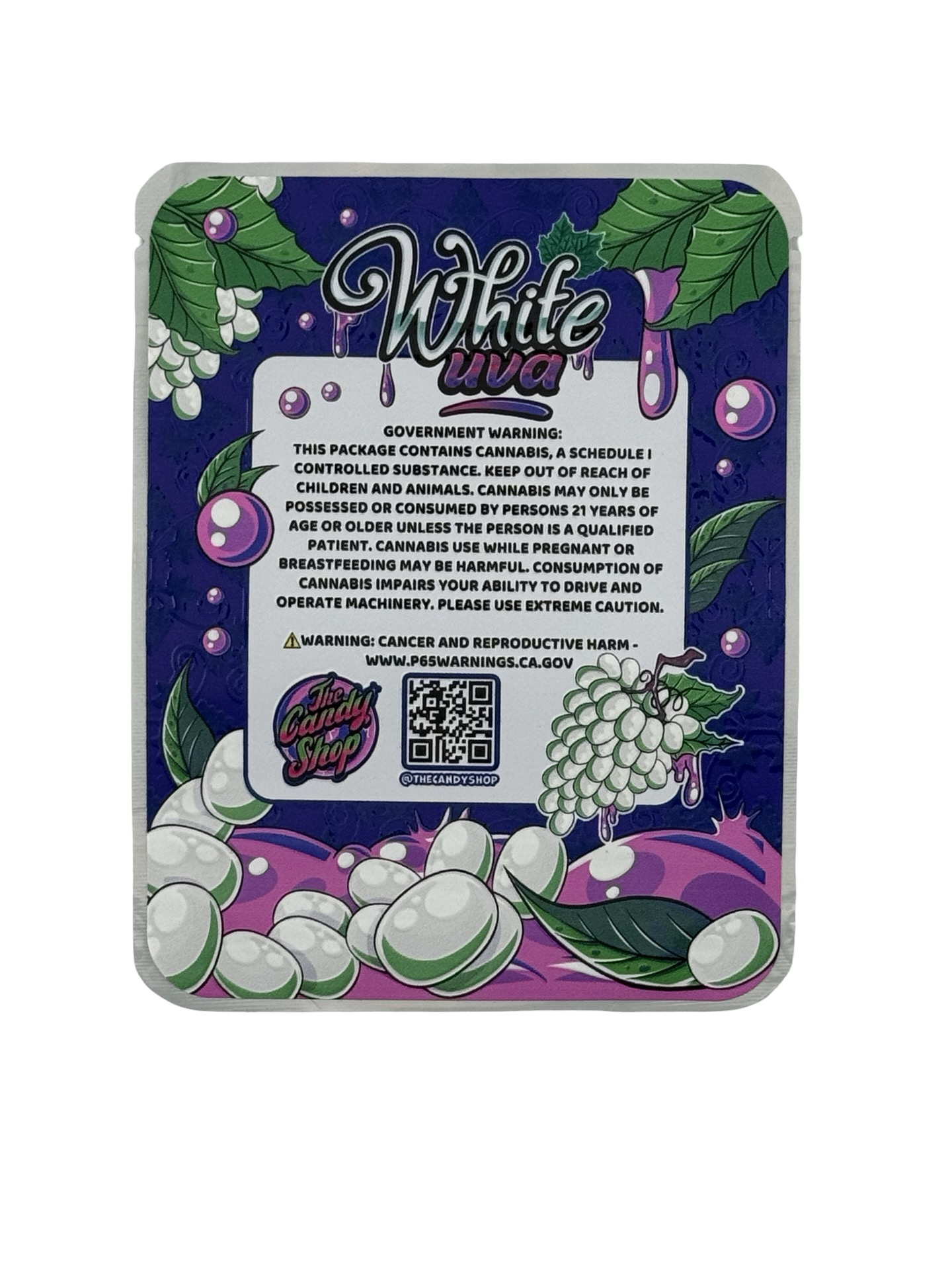 White Uva (Grape) Mylar Bags 3.5g The Candy Shop