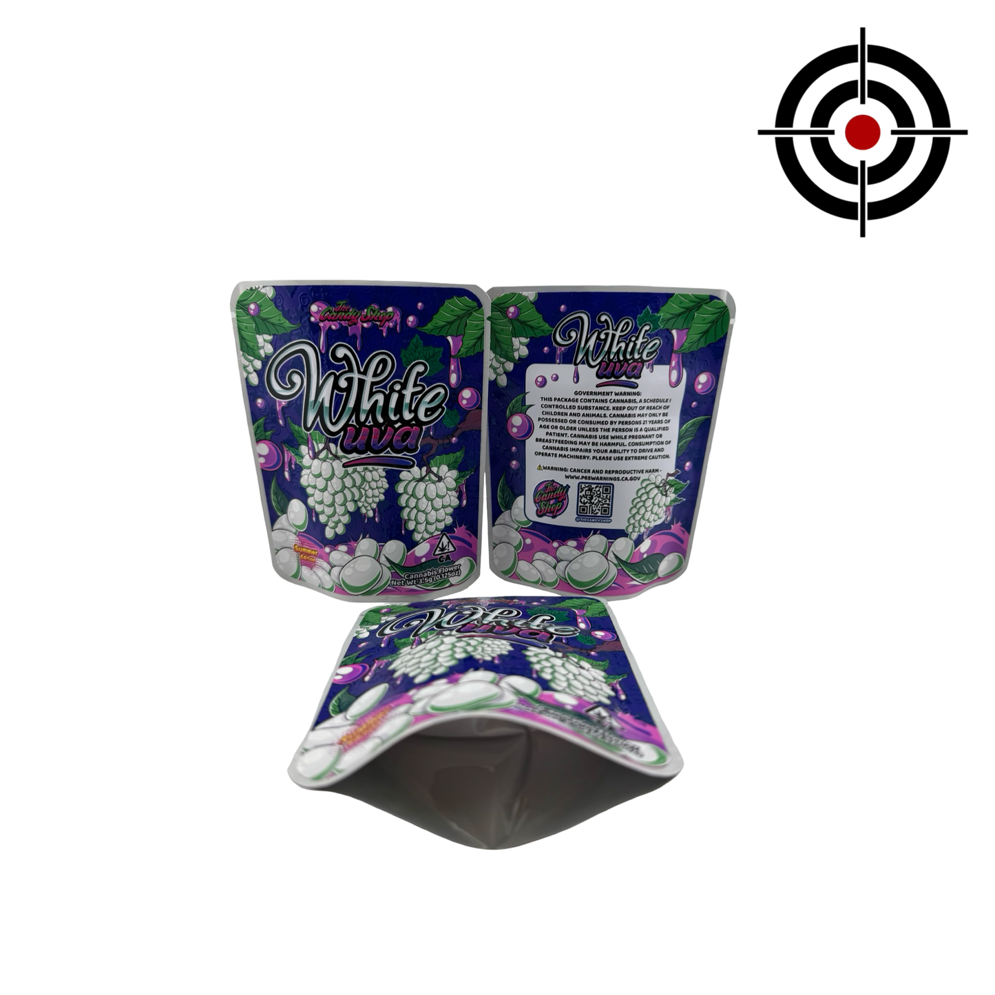White Uva (Grape) Mylar Bags 3.5g The Candy Shop