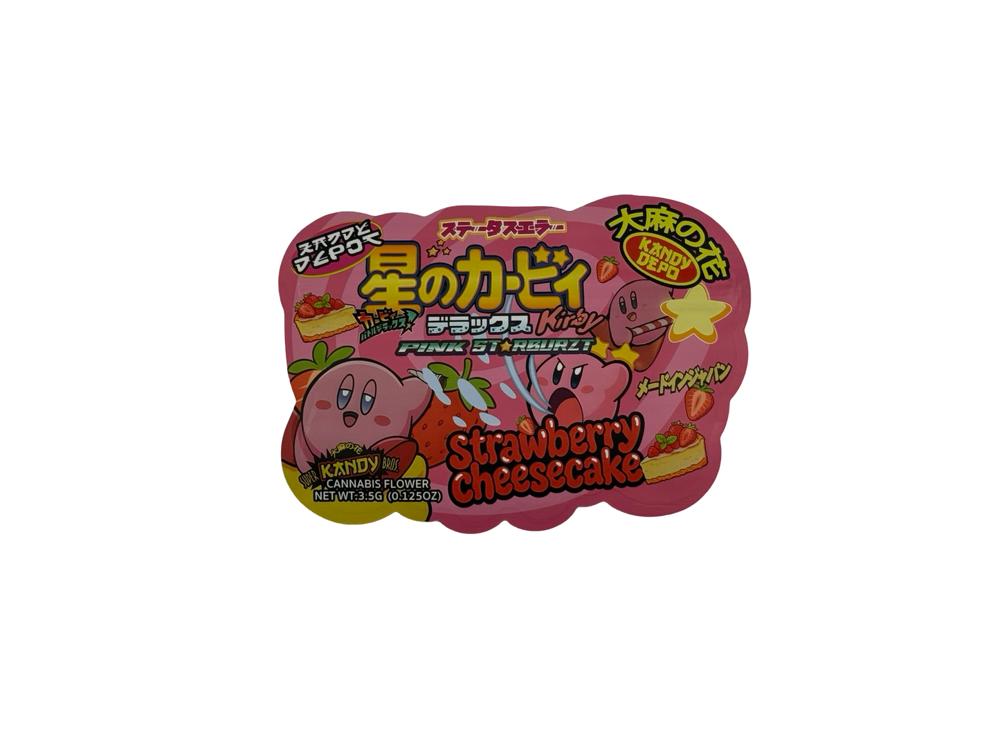 Pink Starburzt Strawberry Cheesecake Mylar Bags 3.5g Kandy Depo (Only $0.21 Each)