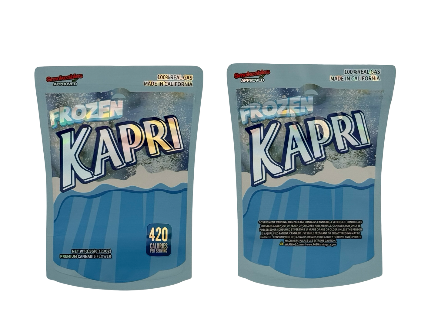 Frozen Kapri 3.5g Mylar Bags High Tolerance - Fire Mylar  