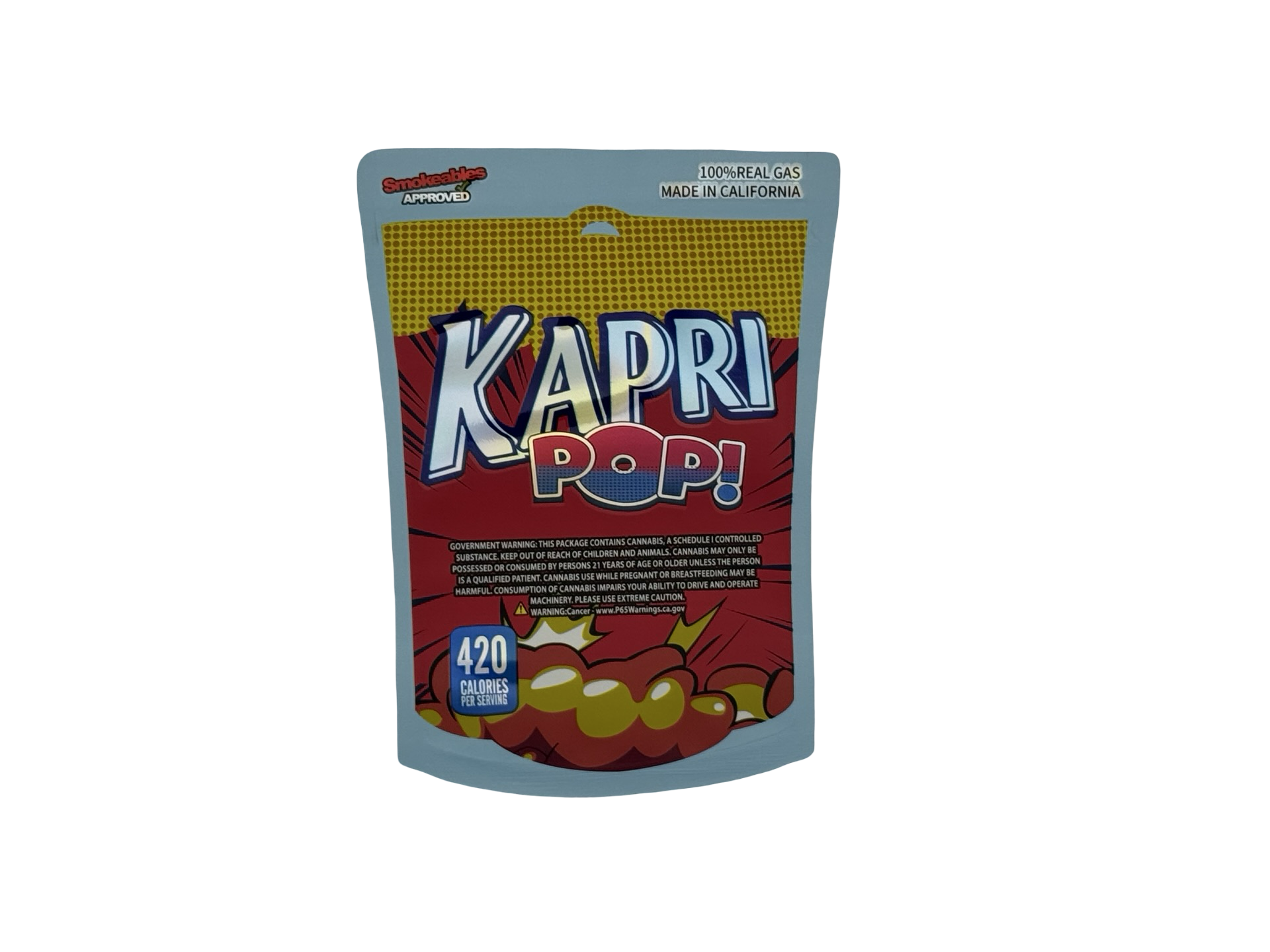 Kapri Pop 3.5g Mylar Bags High Tolerance - Fire Mylar  