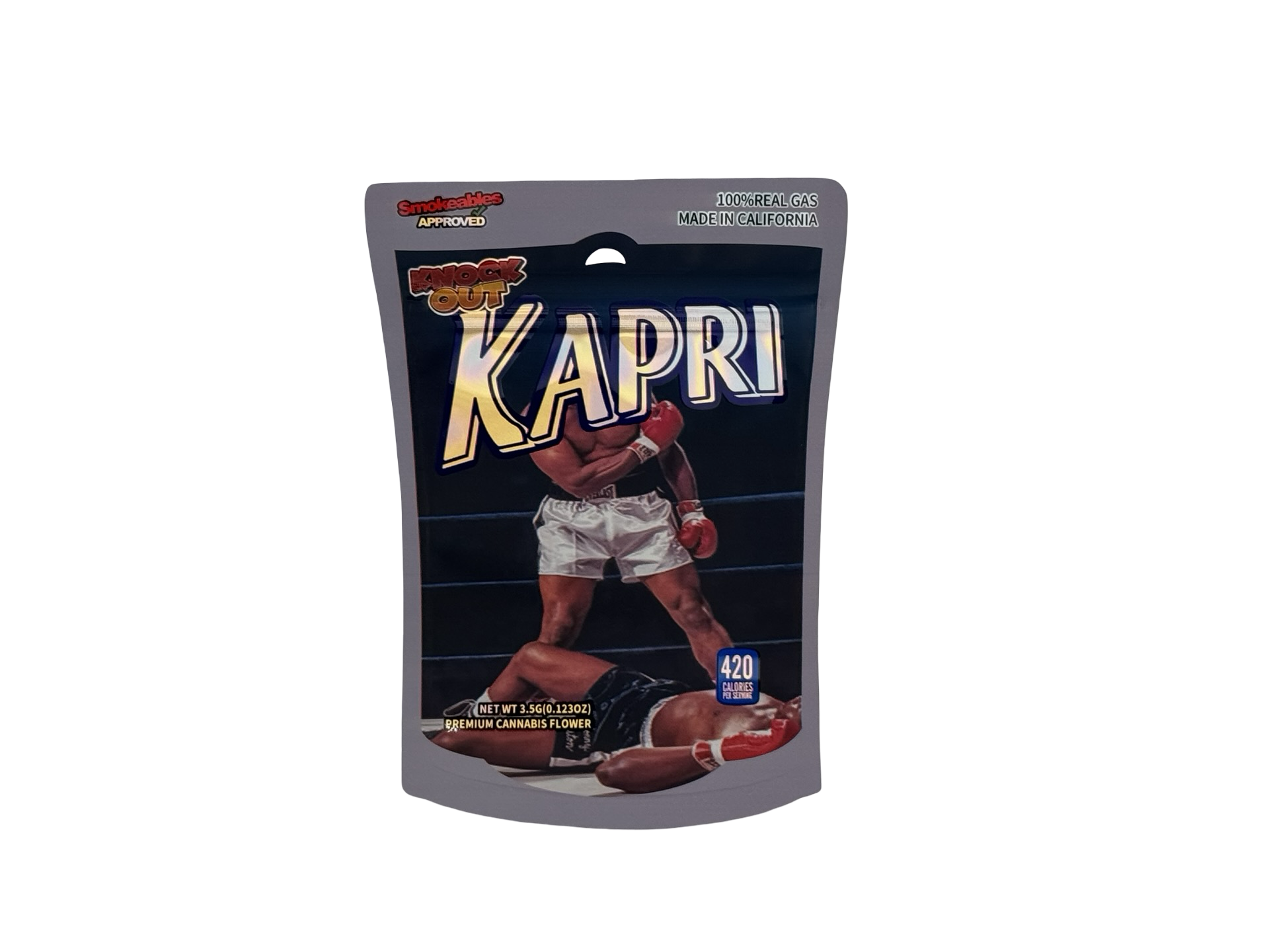 Knock Out Kapri 3.5g Mylar Bags High Tolerance - Fire Mylar  